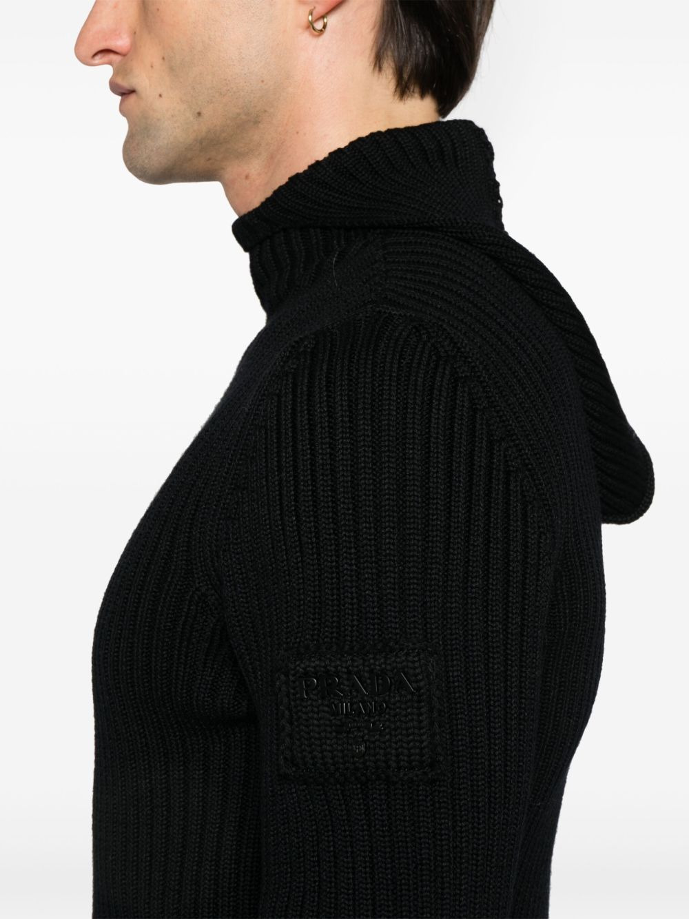 ribbed-knit hoodie - 5