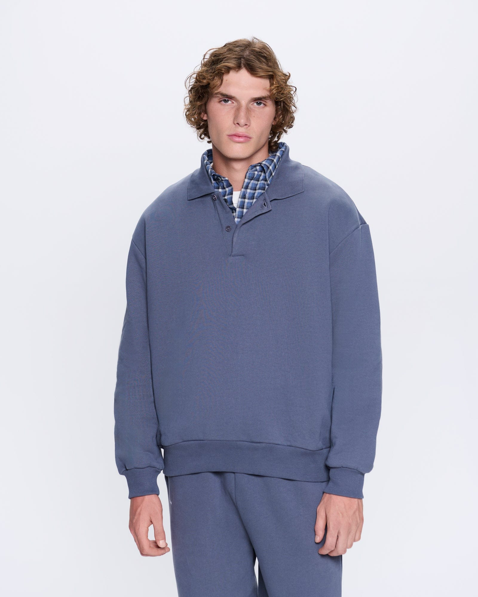 Mens DNA Heavyweight Polo Sweatshirt - Atmosphere Grey - 3