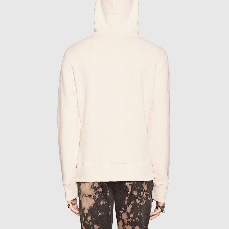 Gucci Vintage Double Ring Logo Printed Hooded Drawstring Sweatshirt Men's White 454585-X5J57-9541 - 3