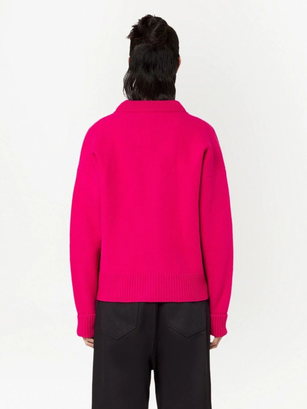 logo-intarsia wool cardigan - 5