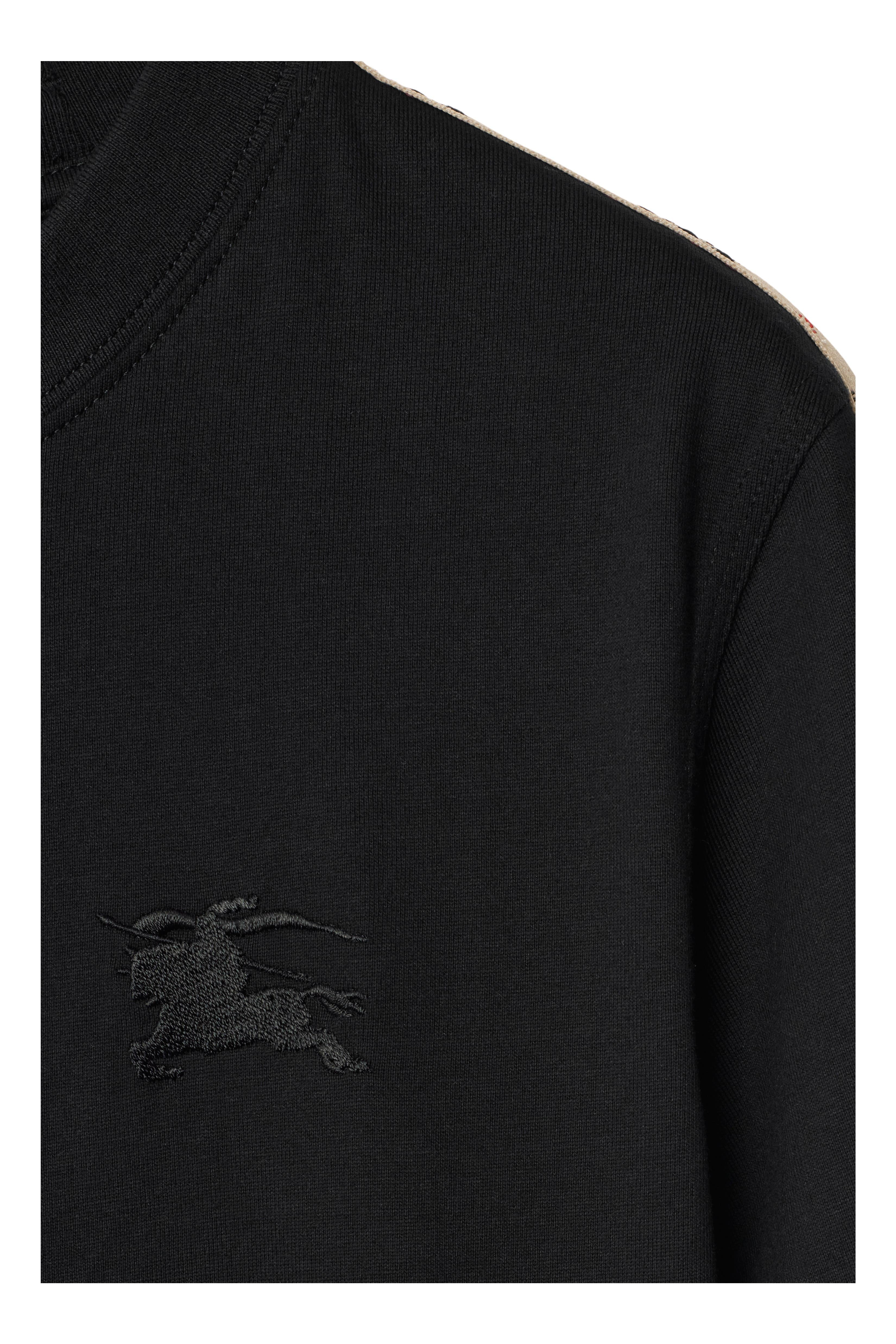 burberry Check Trim Cotton T-shirt in Black at Nordstrom - 6