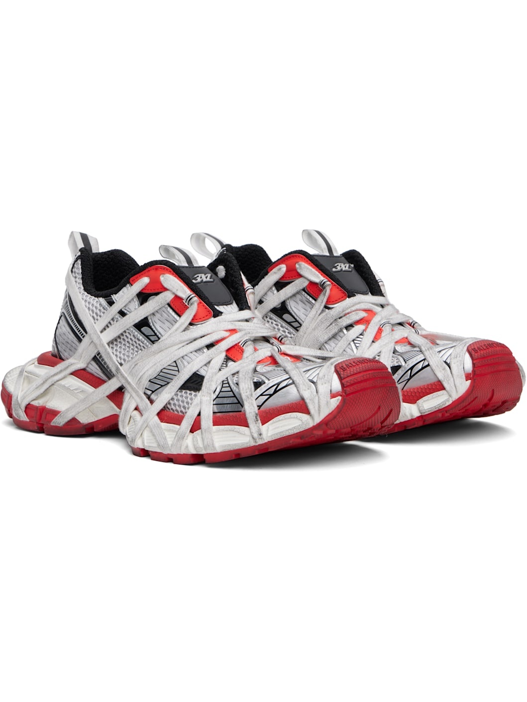 BALENCIAGA Gray & Red 3XL Extreme Lace Sneakers | ssense