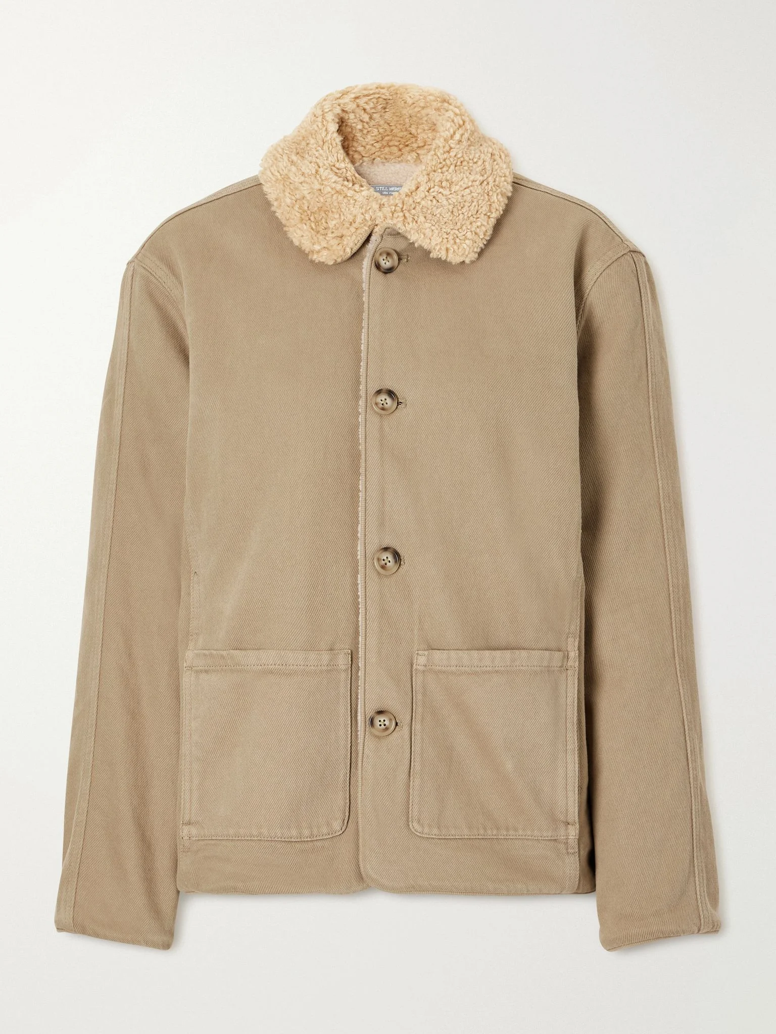 Townes reversible plush and denim jacket Taupe - 1