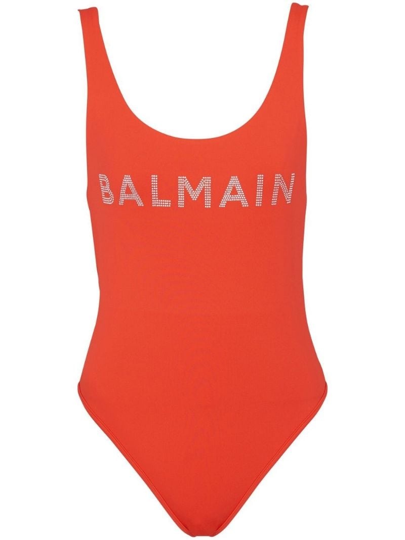 logo-print sleeveless swimsuit - 1