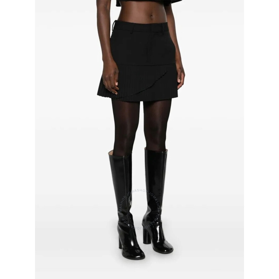 MM6 Black Pleated Twill Mini Skirt - 2