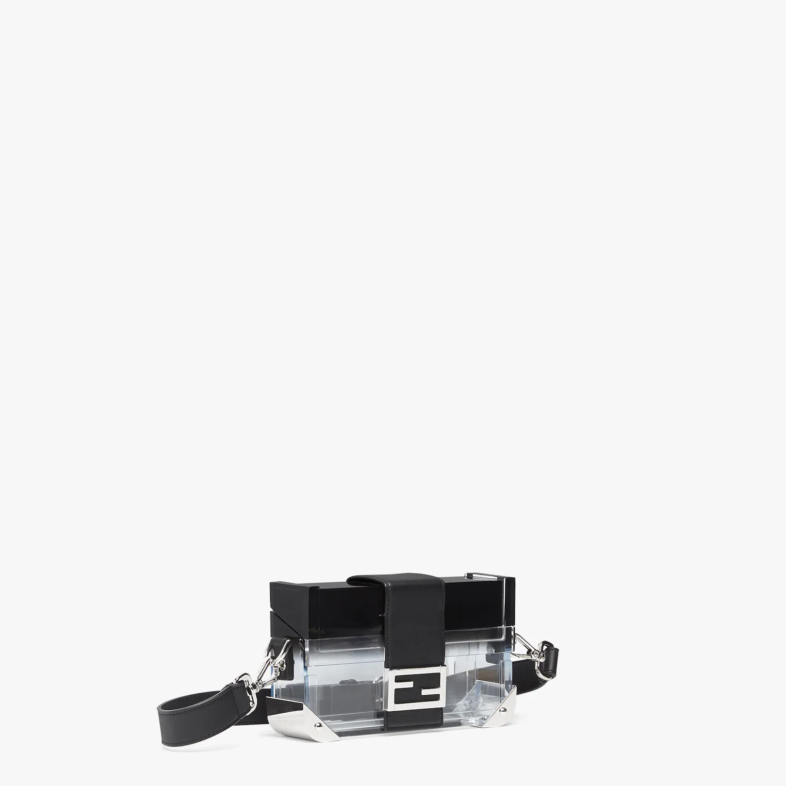 Rigid Baguette bag made of transparent plexiglass with black gradient effect. Square flap and magnet - 2