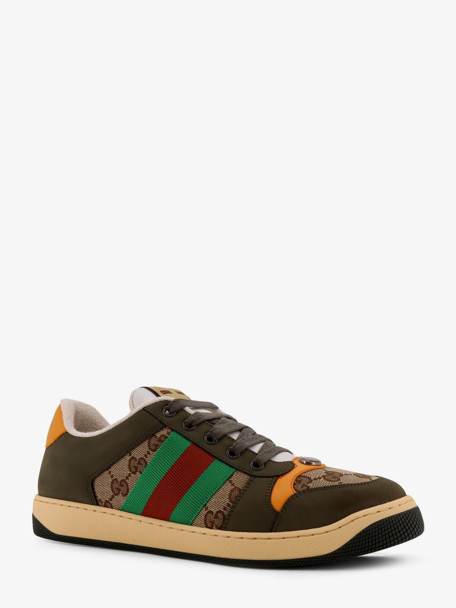 Gucci Men Screener Low-Top Leather And Gg Supreme Fabric Sneakers - 2