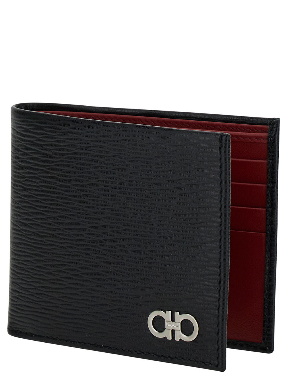 Ferragamo Men Revival Gancini Black Wallet In Textured Leather Man Ferragamo - 2