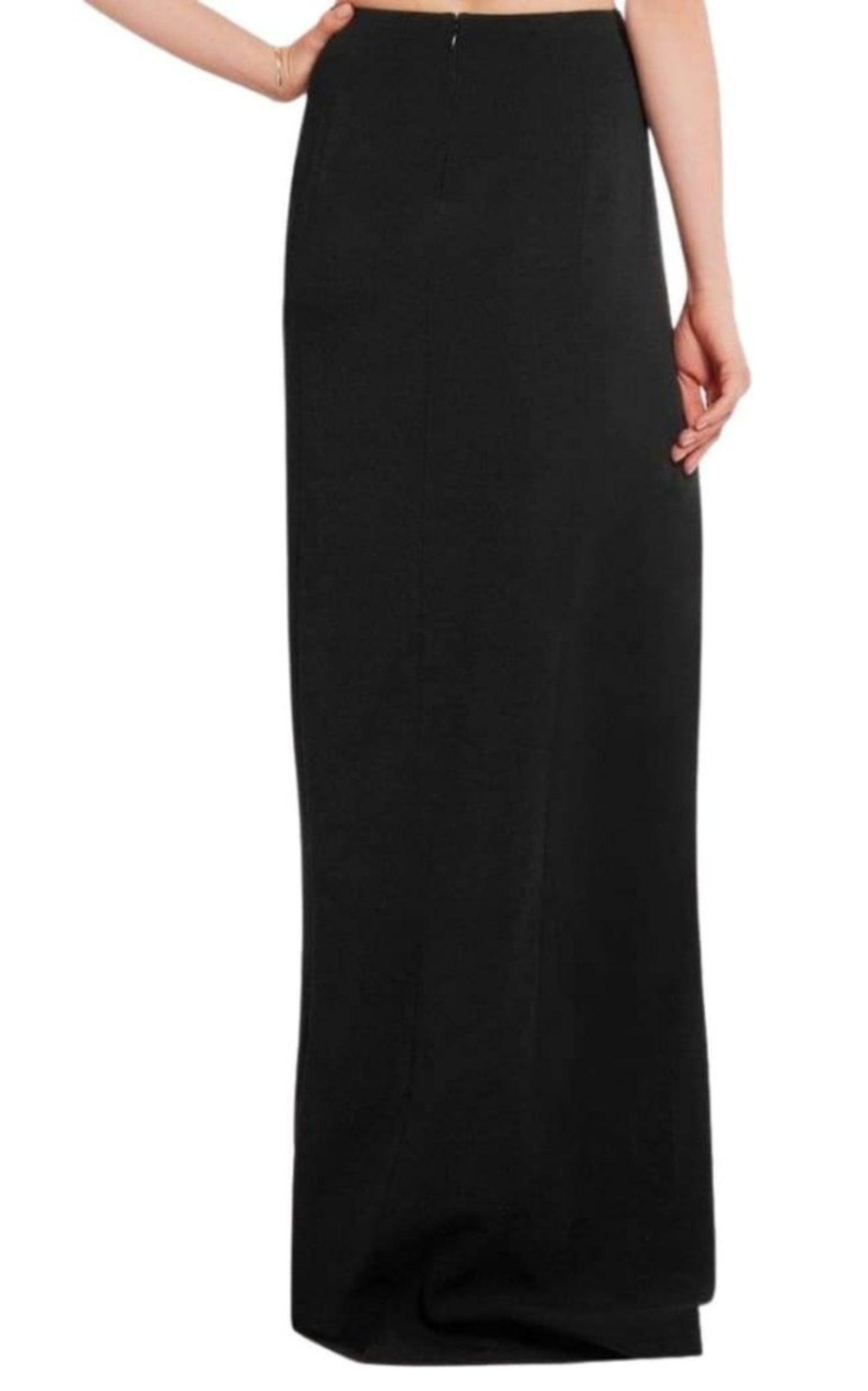 Eyelet Detail Stretch Crepe Maxi Skirt - 3