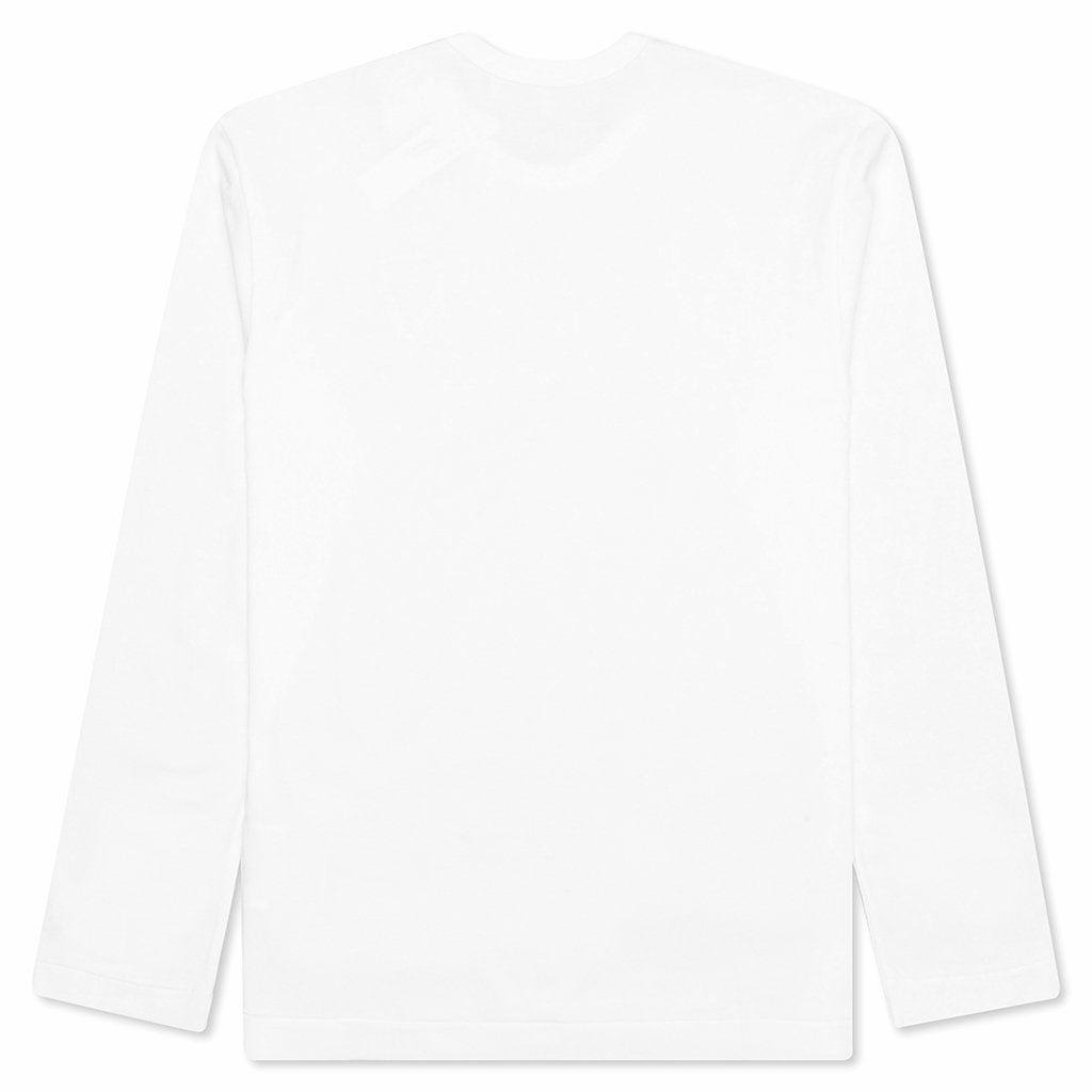 COMME DES GARCONS PLAY WOMEN'S RED MULTI LOGO L/S T-SHIRT - WHITE - 2
