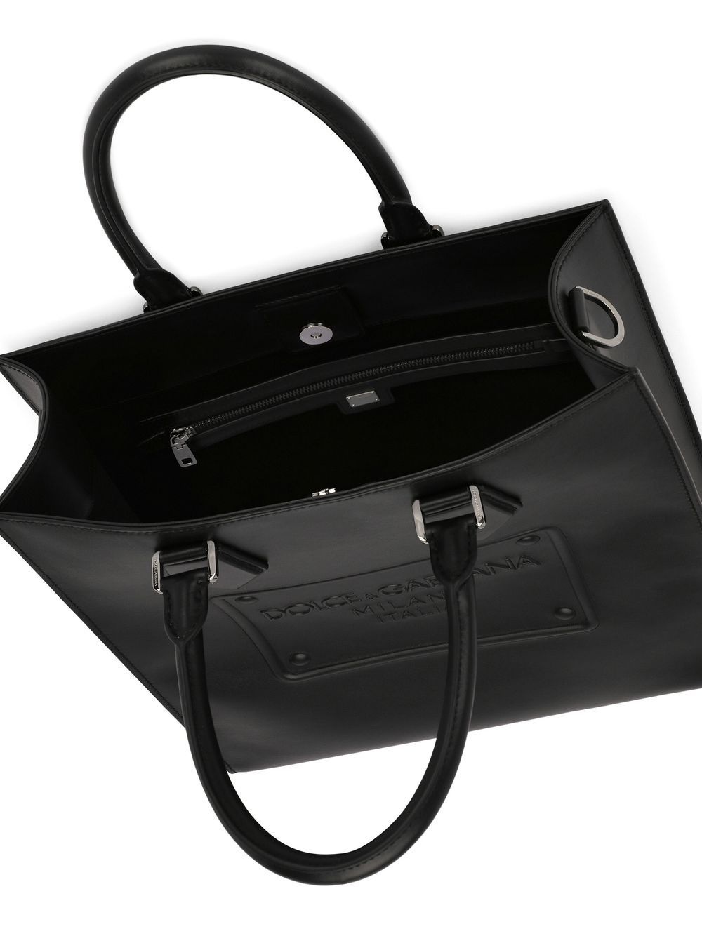 logo-embossed leather tote bag - 5