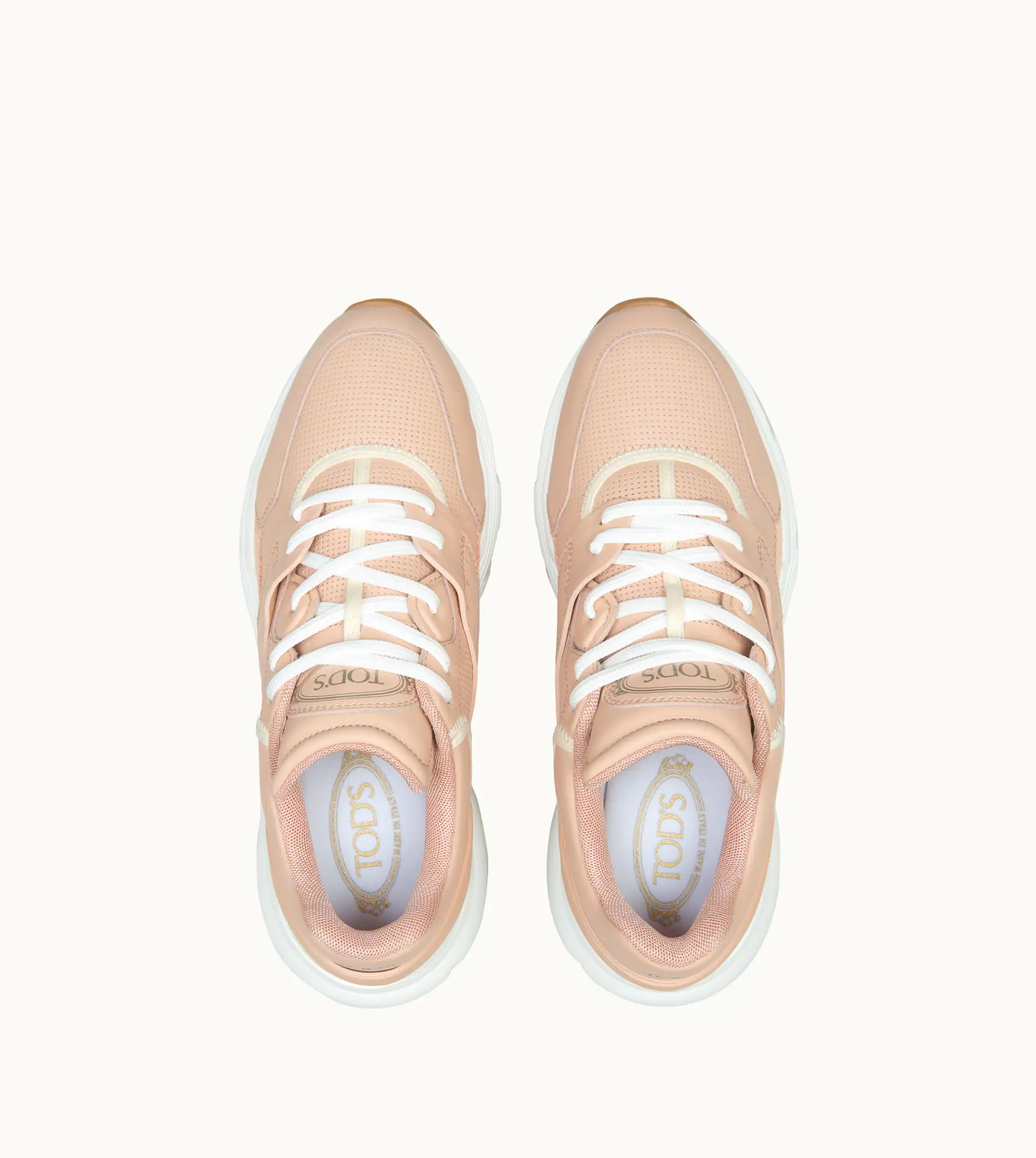 SNEAKERS IN LEATHER AND HIGH-TECH FABRIC - PINK - 2