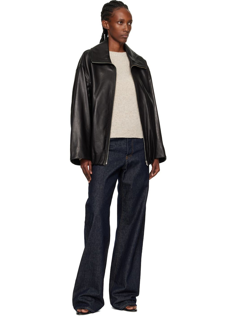 NOUR HAMMOUR Black Noah Easy Leather Jacket outlook