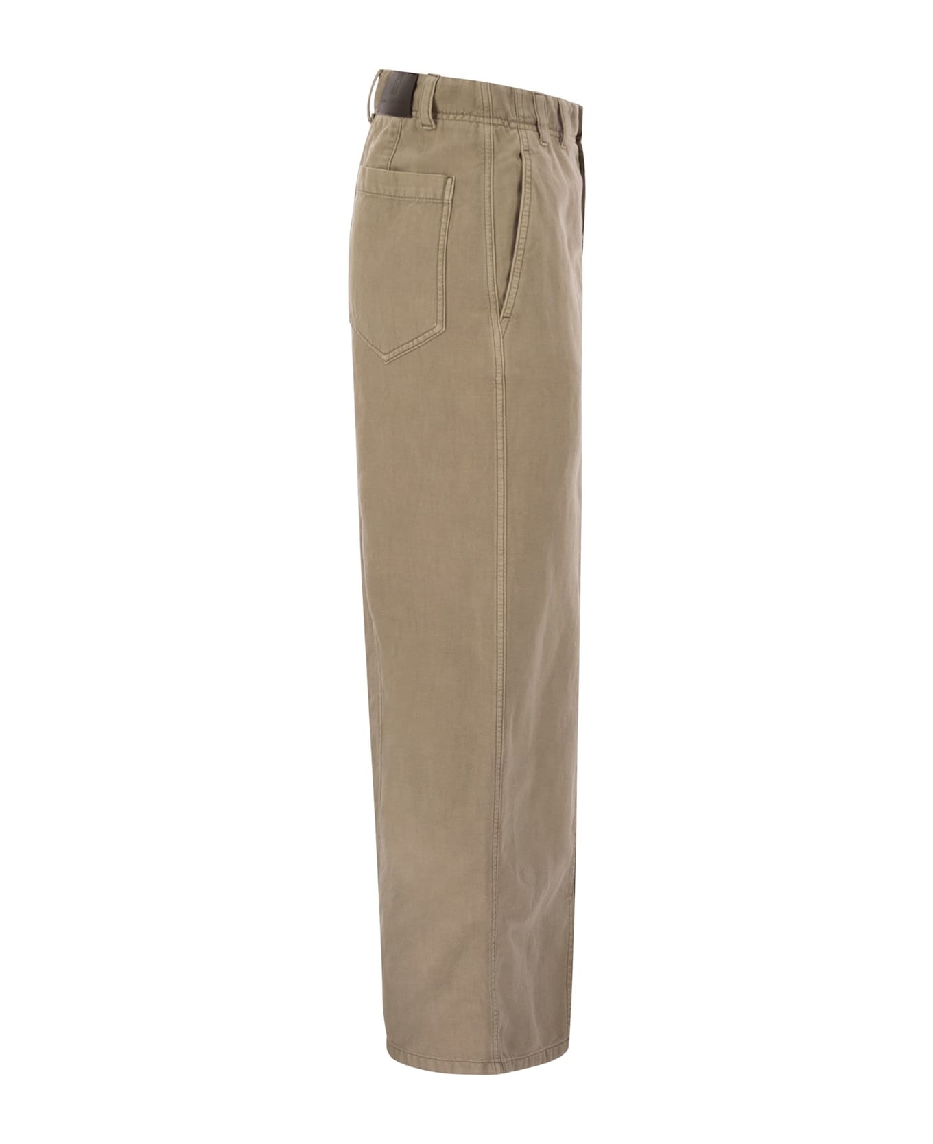 Chino Skirt In Garment-dyed Cotton And Linen Cover - 3