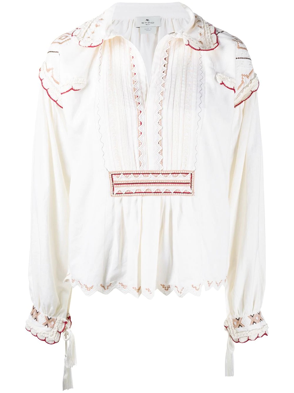 embroidered v-neck blouse - 1