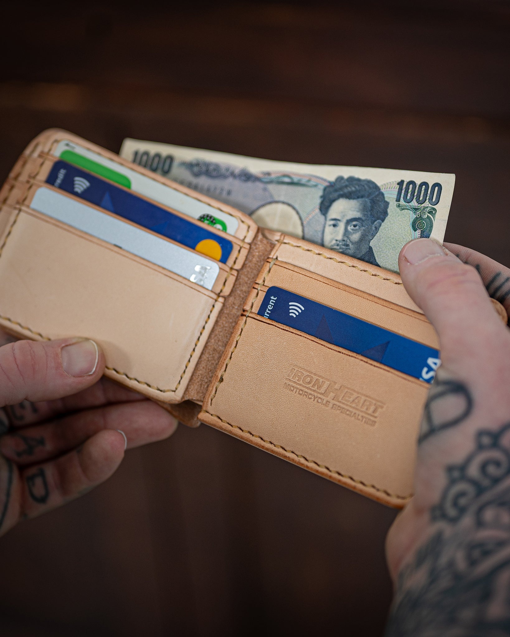 IHG-035-TAN Calf Folding Wallet - Tan - 2