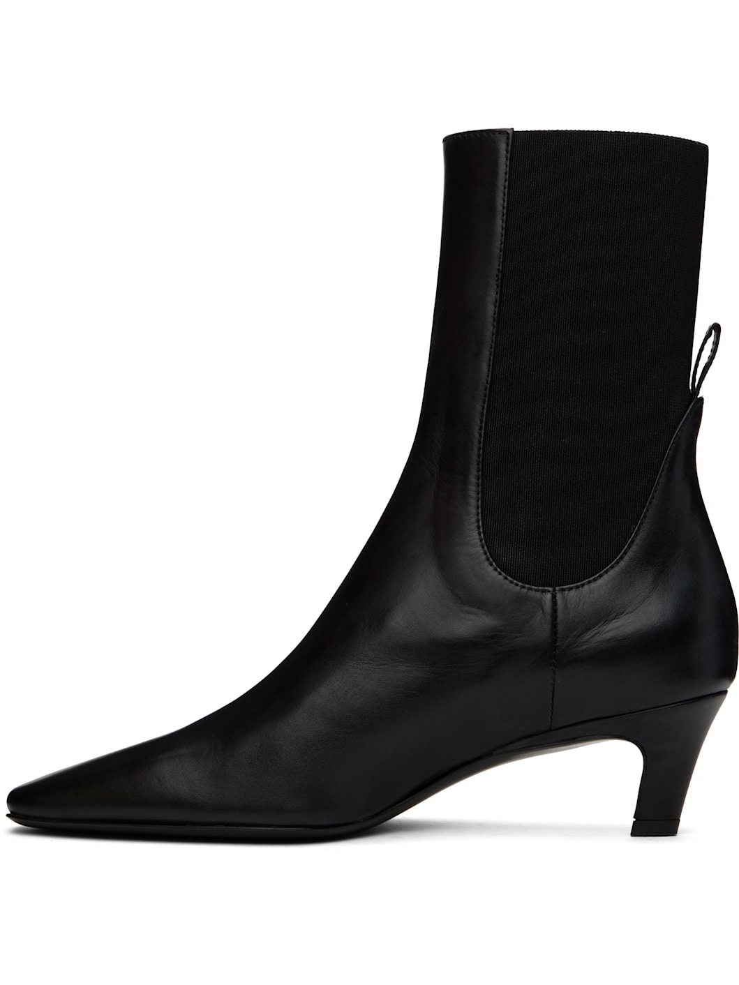 Black Leather Mid-Heel Boots - 3