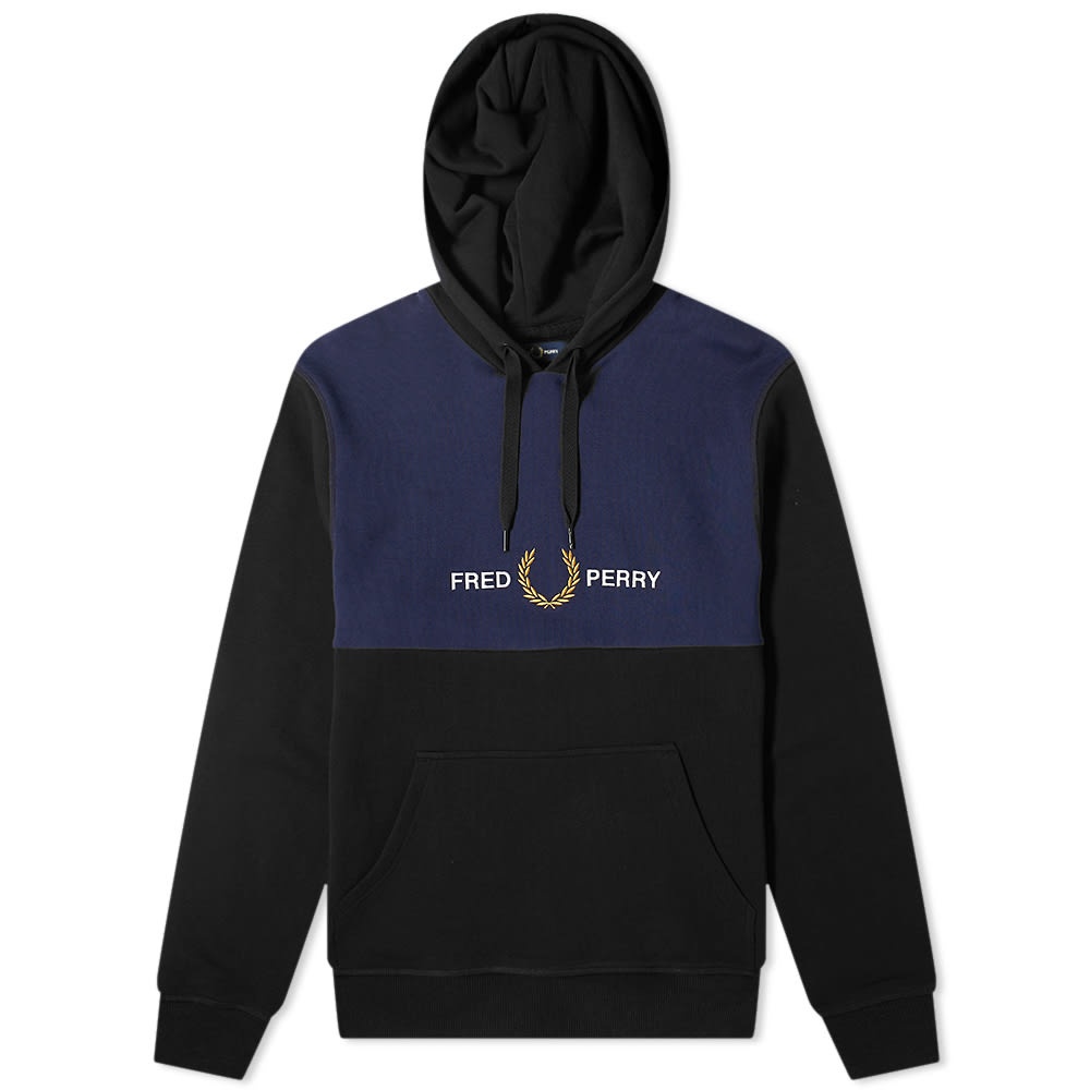 Fred Perry Authentic Embroidered Logo Panel Popover Hoody - 1