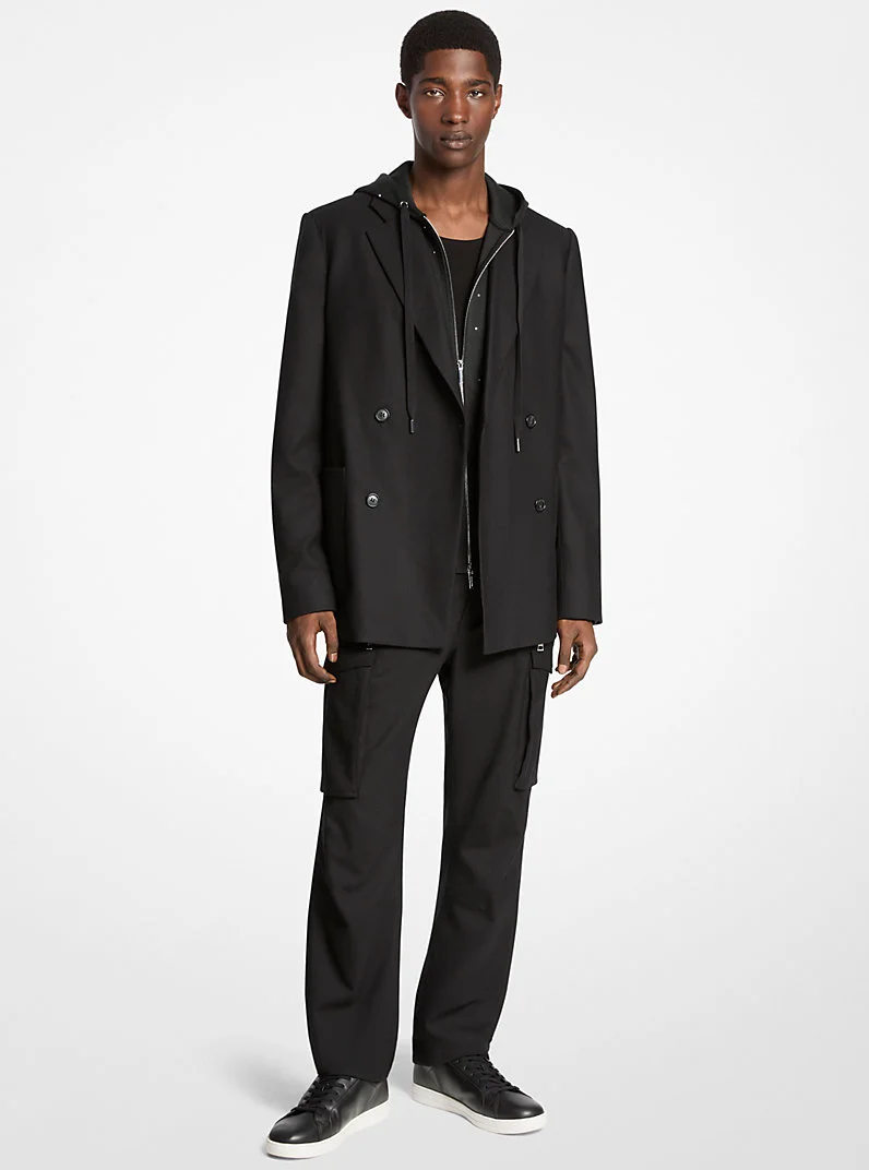 Stretch Wool Flannel Double-Breasted Blazer - 1