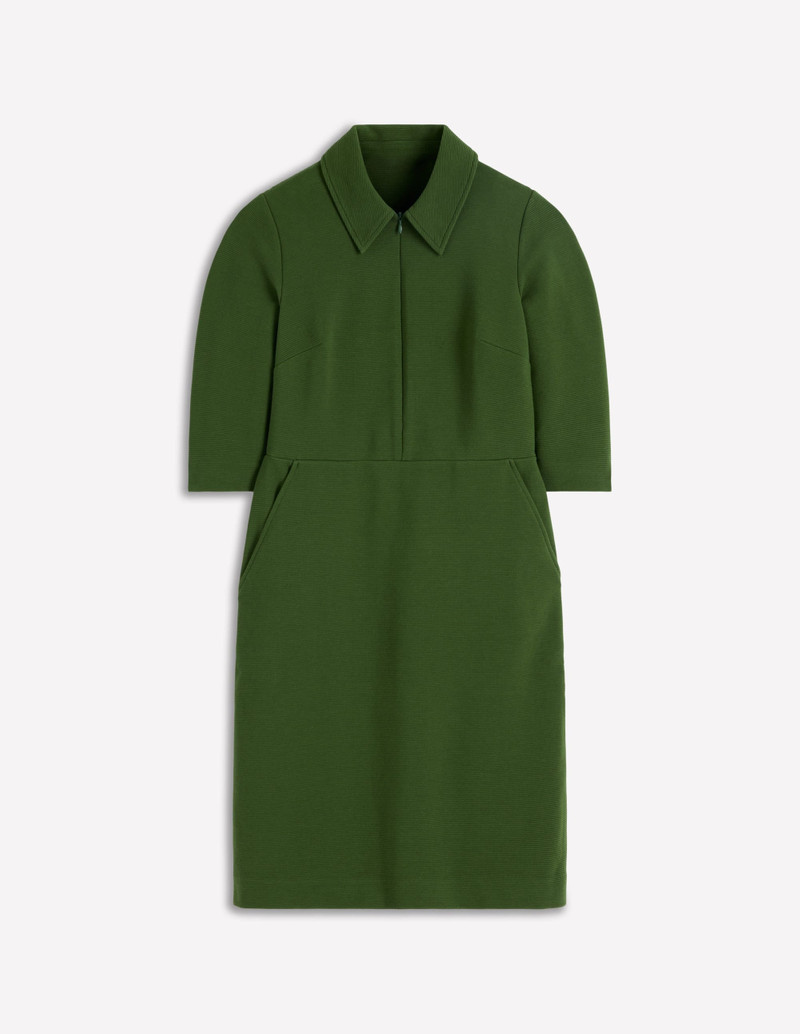 Cam Short Sleeve Ottoman Dress-Green Fir 1