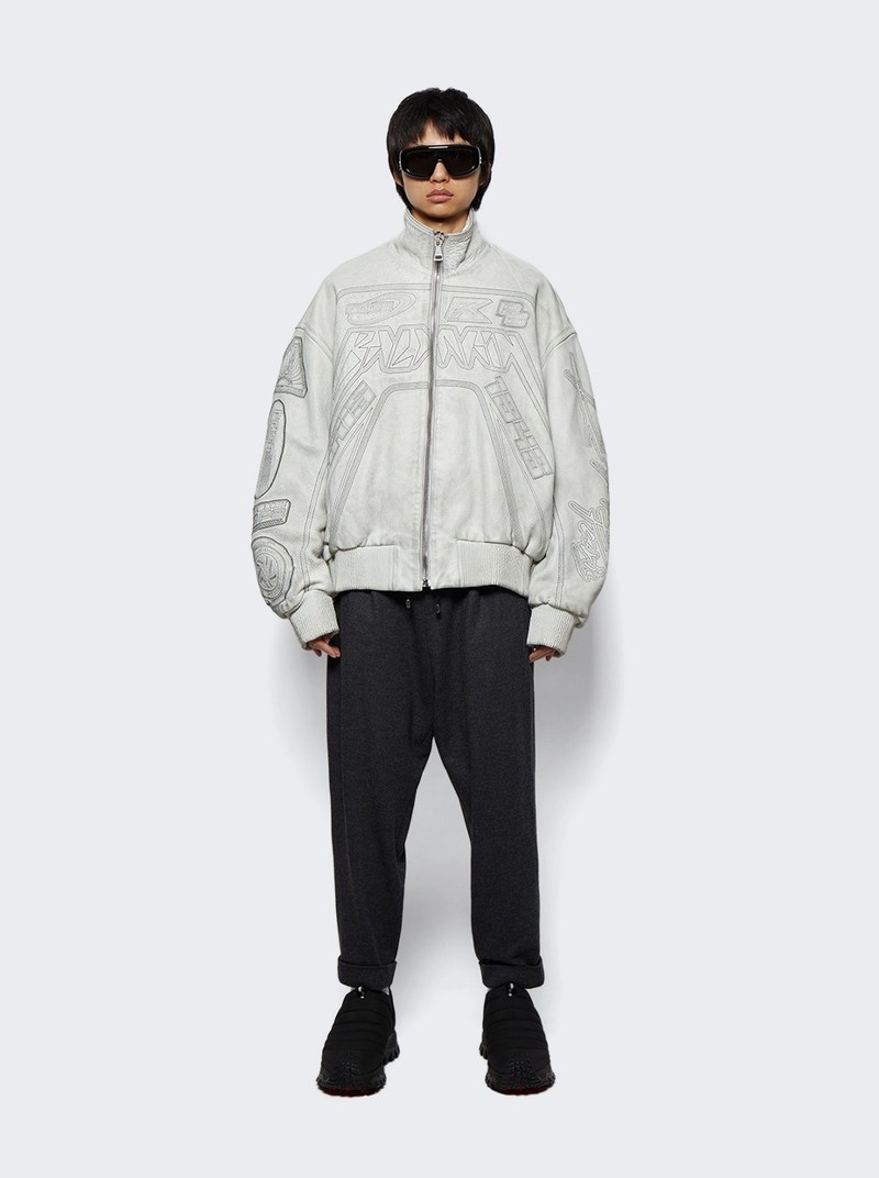 Balmain Moto Calfskin Leather Bomber Jacket White outlook
