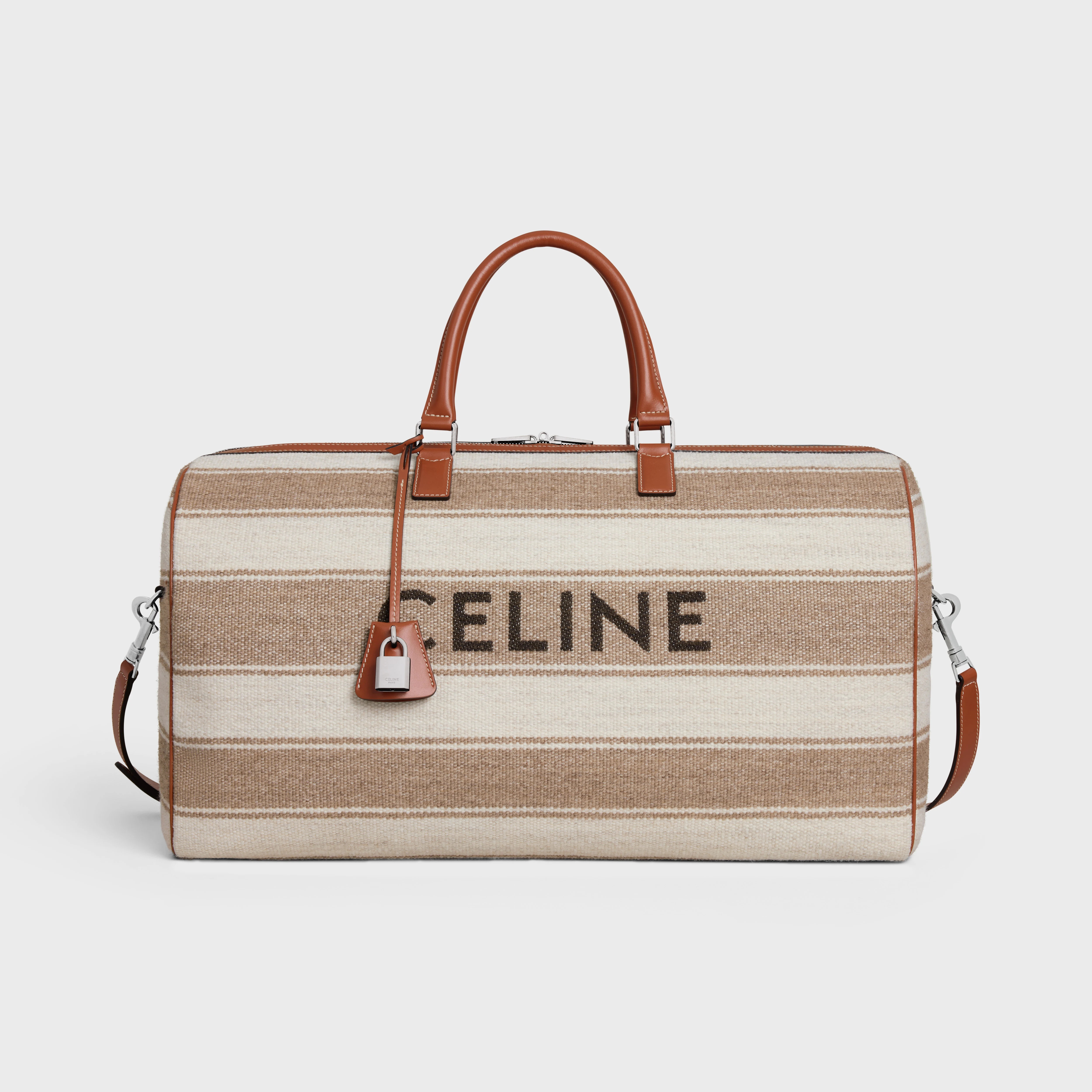 ◆CELINE◆ LARGE TRAVEL BAG IN JACQUARD TEXTILE AND CALFSKIN CELINE Large Travel Bag in Textile with celine jacquard and