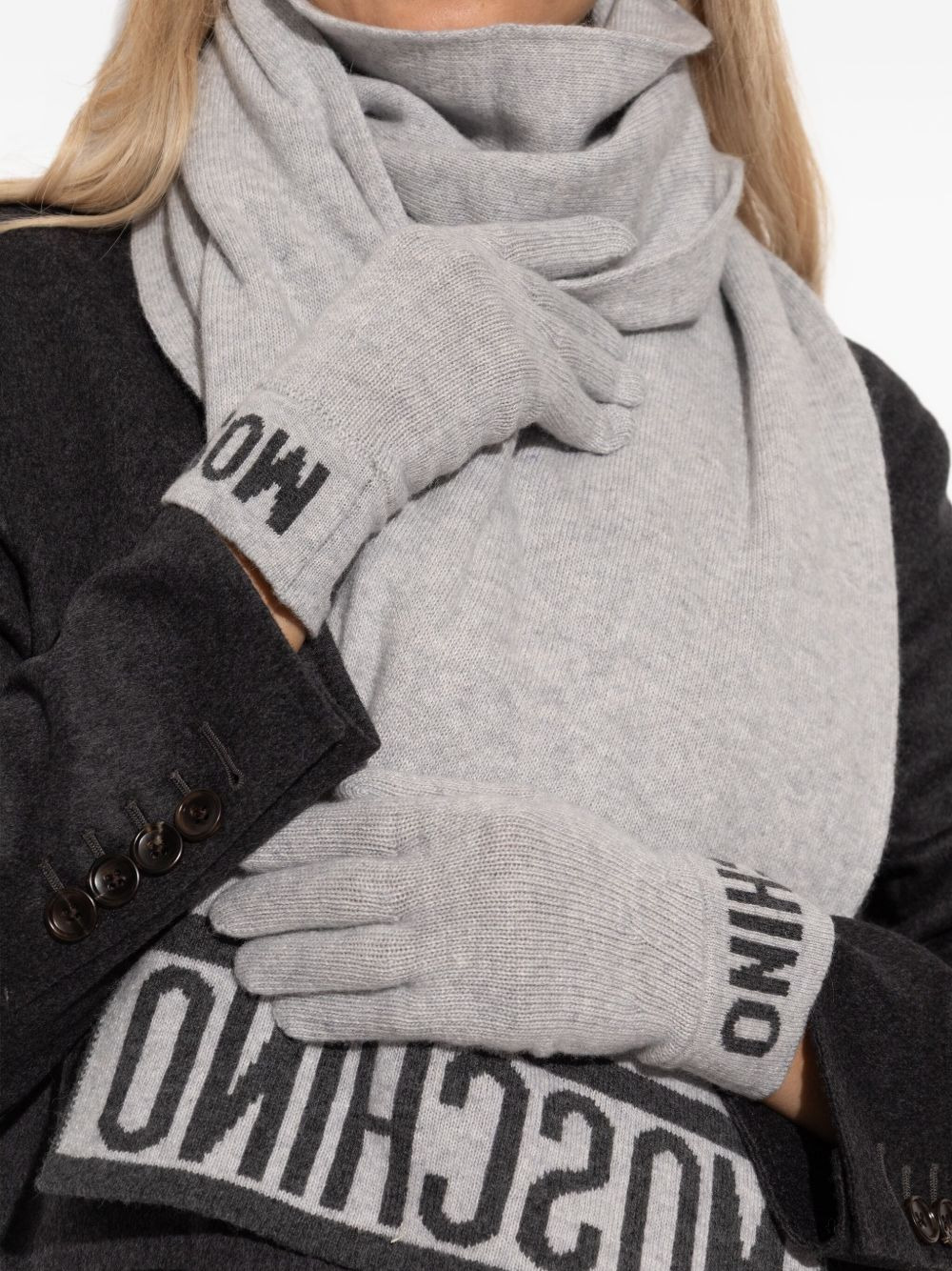 logo-detail wool gloves - 4