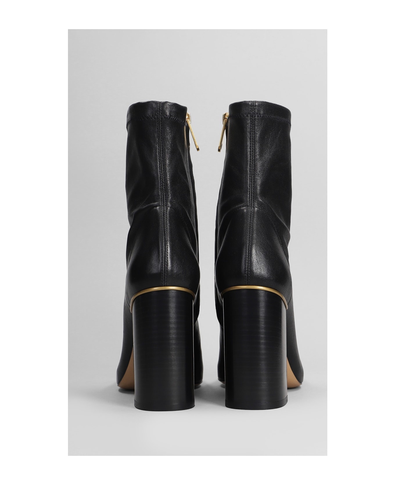Ambre High Heels Ankle Boots In Black Leather - 4