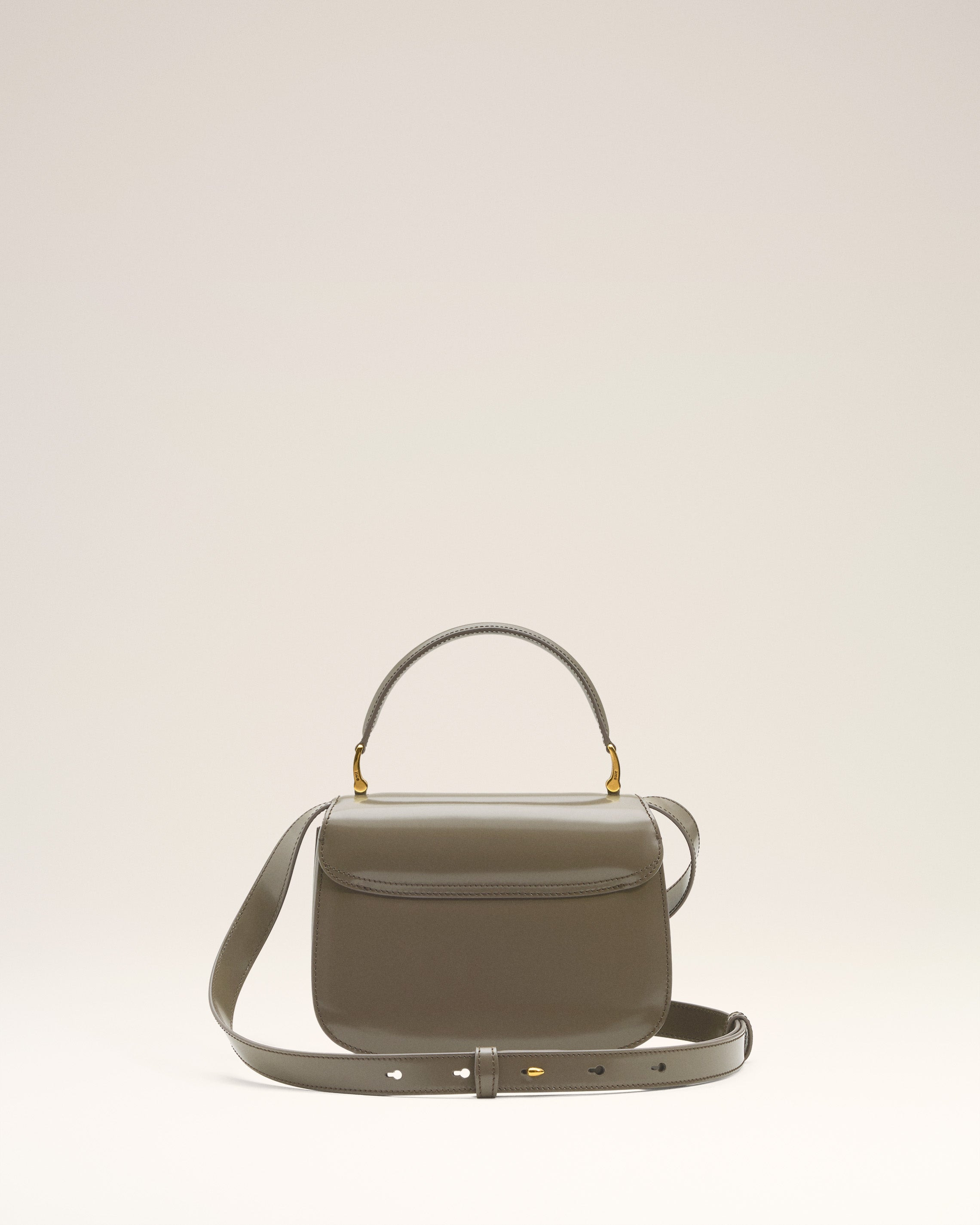 GREY GLAZED LEATHER TOP HANDLE PARIS PARIS BAG - 4