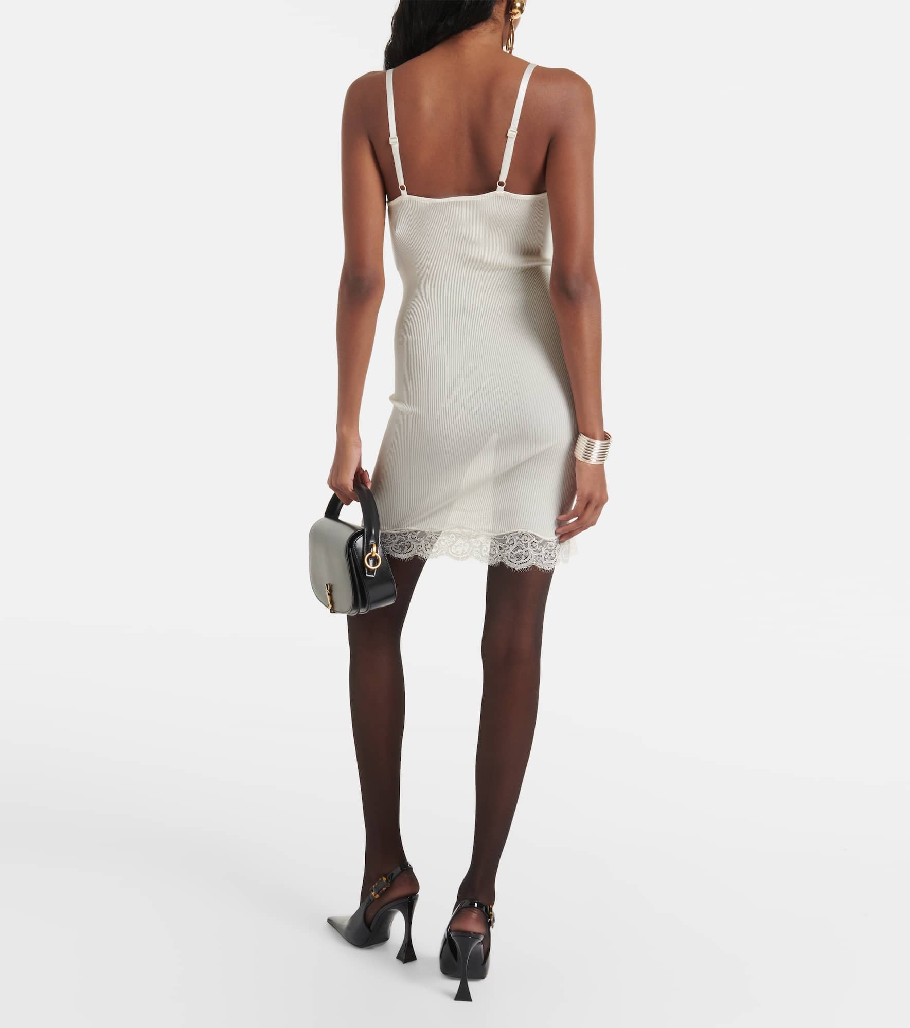 Lace-trimmed silk minidress - 3