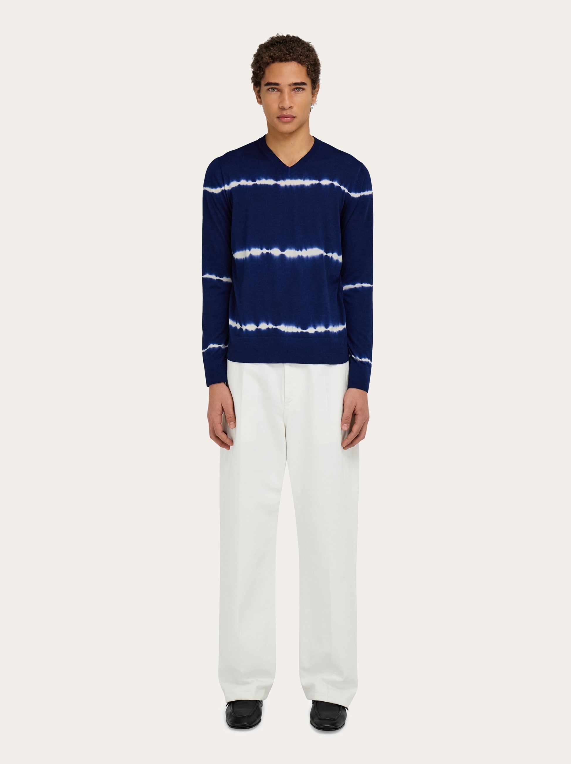 Tie dye wool V-neck pullover - 6