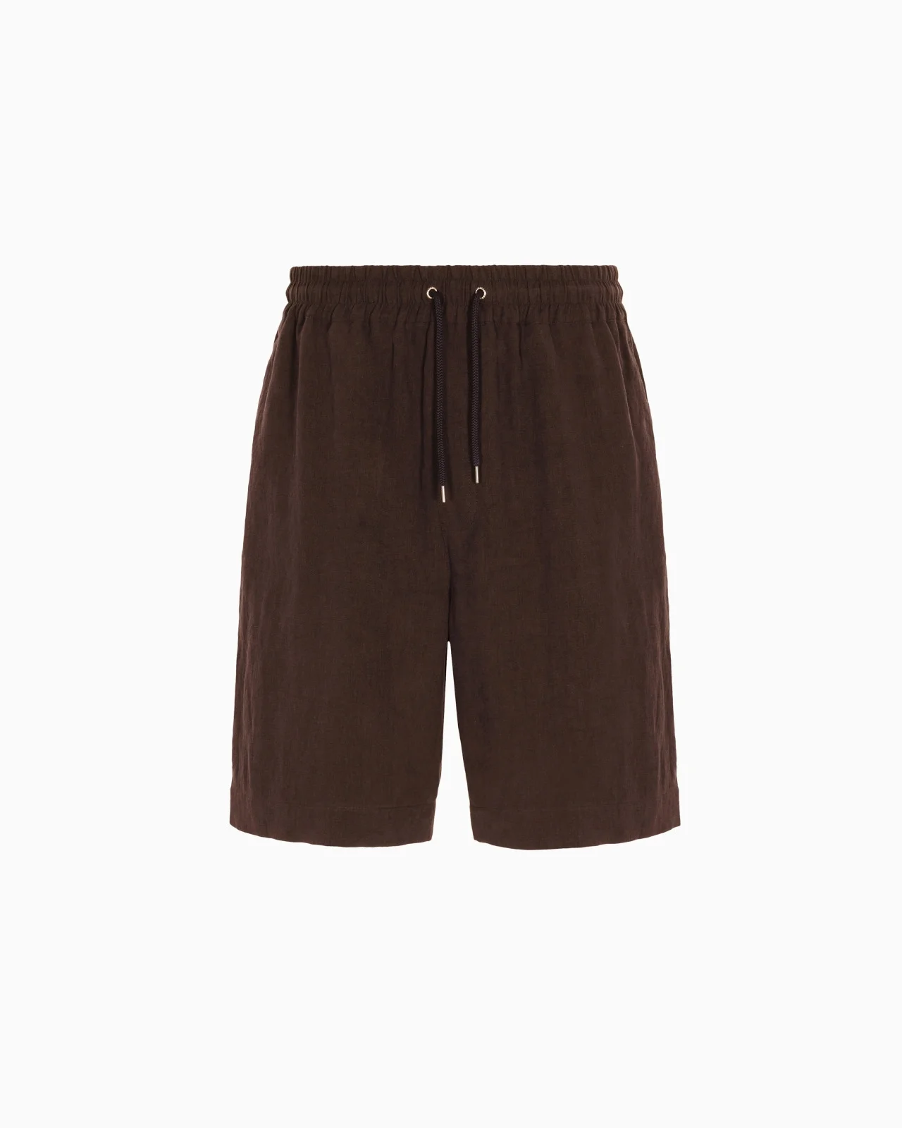 Pure linen canvas flat-front Bermuda shorts - 1