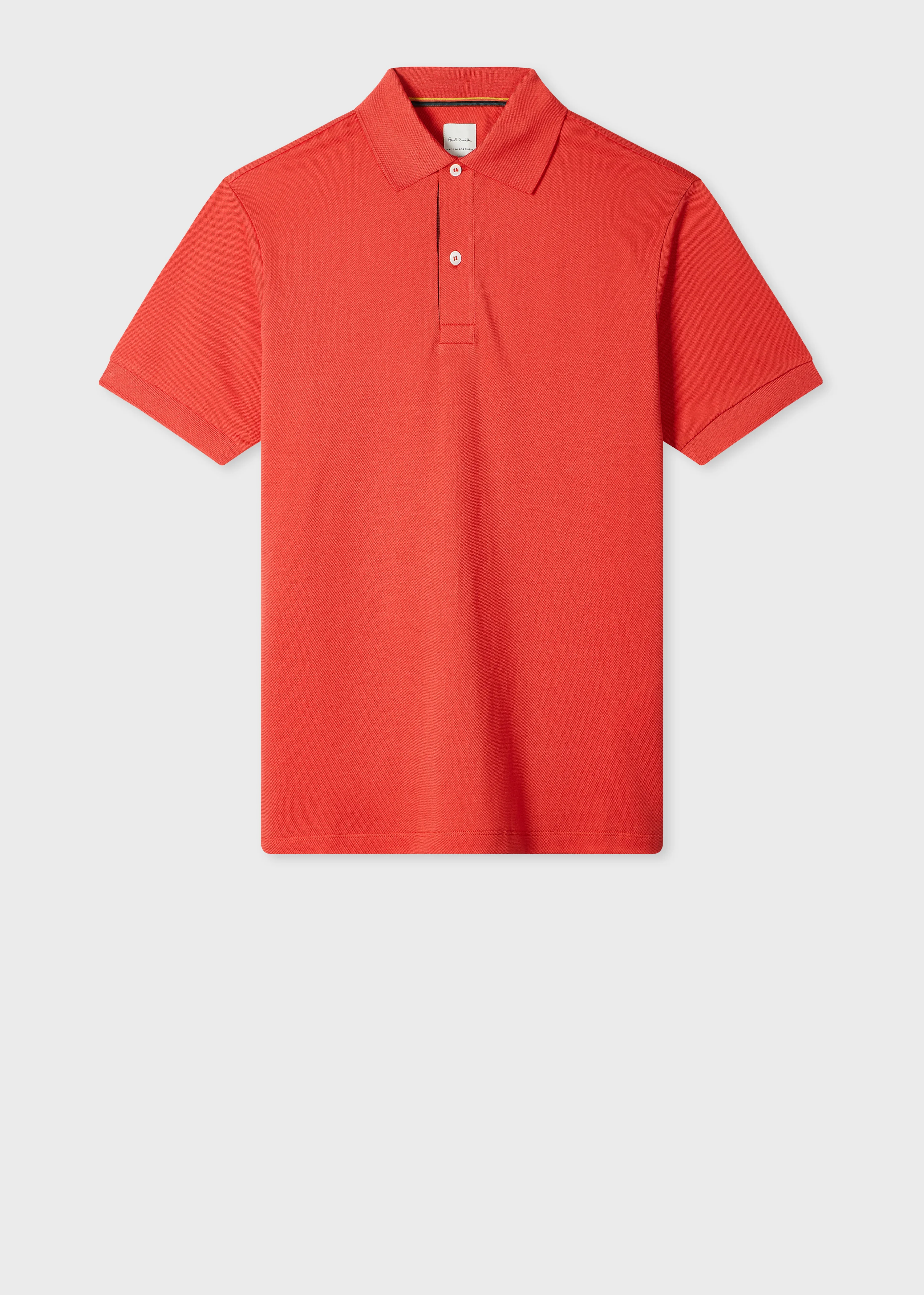 Coral Pink 'Artist Stripe' Placket Polo Shirt - 1