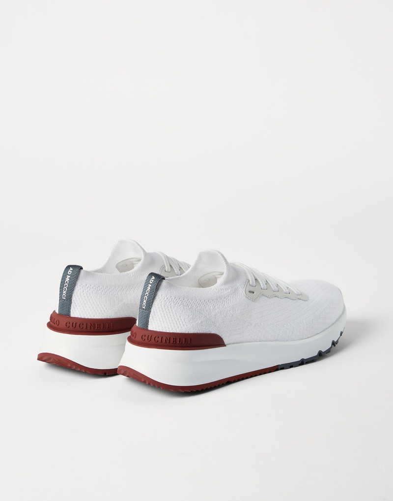 Brunello Cucinelli Cotton knit and semi-polished calfskin runners outlook