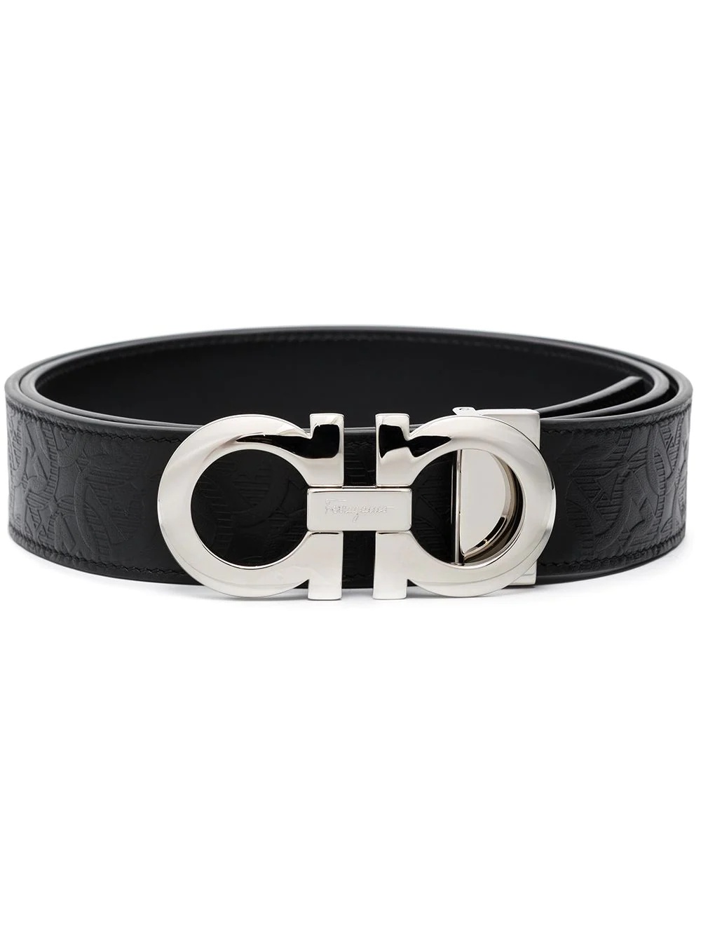 Gancini embossed leather belt - 1