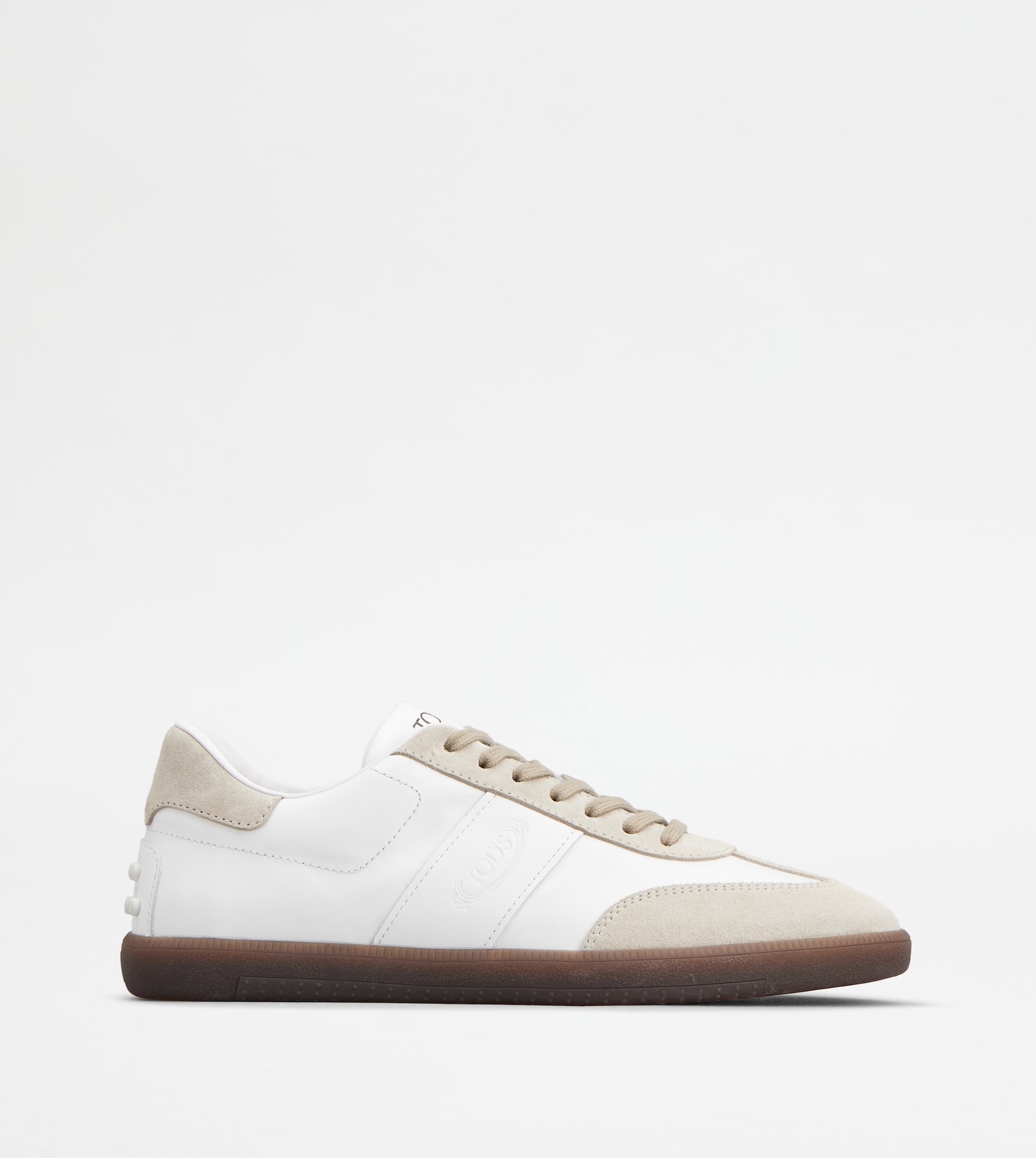 TOD'S TABS SNEAKERS IN SMOOTH LEATHER AND SUEDE - BEIGE, WHITE - 1