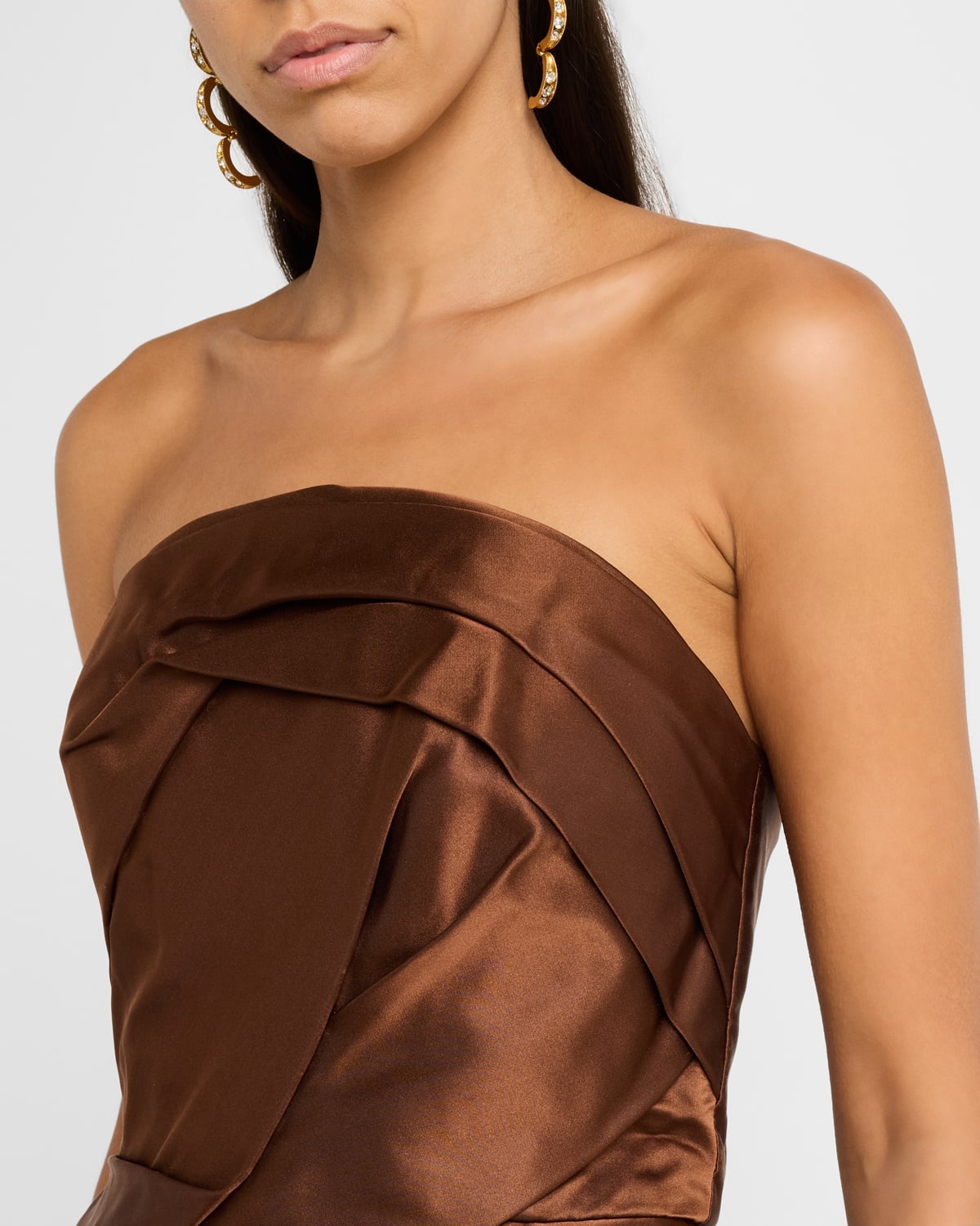 Strapless Draped Double-Face Satin Gown - 5