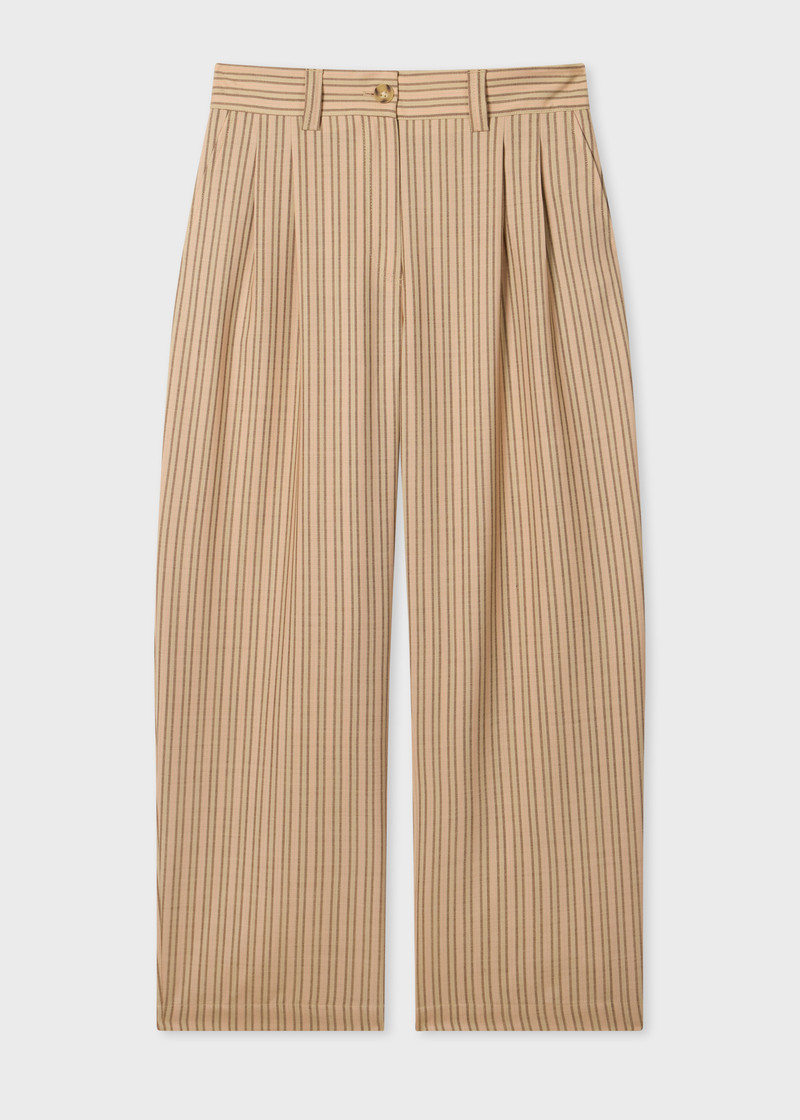 Women's Sand Brown Stripe Wool Two-Piece Suit 1