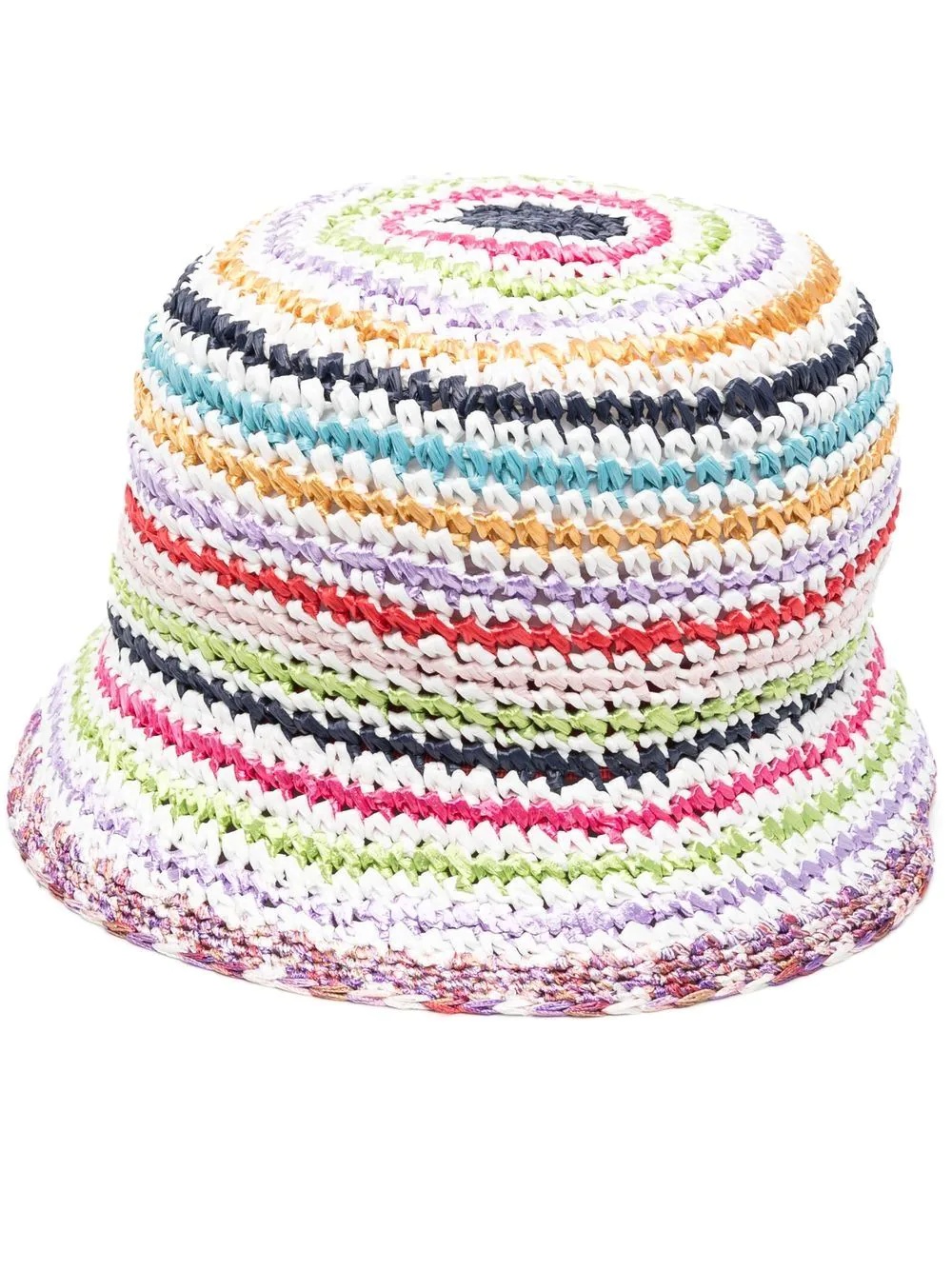 striped interwoven-design bucket hat - 1