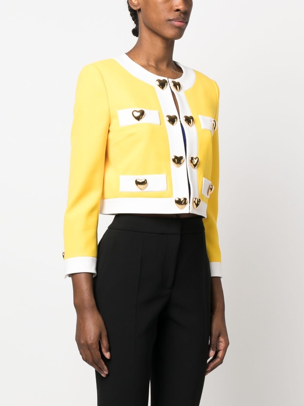 heart-appliqué cropped jacket - 3