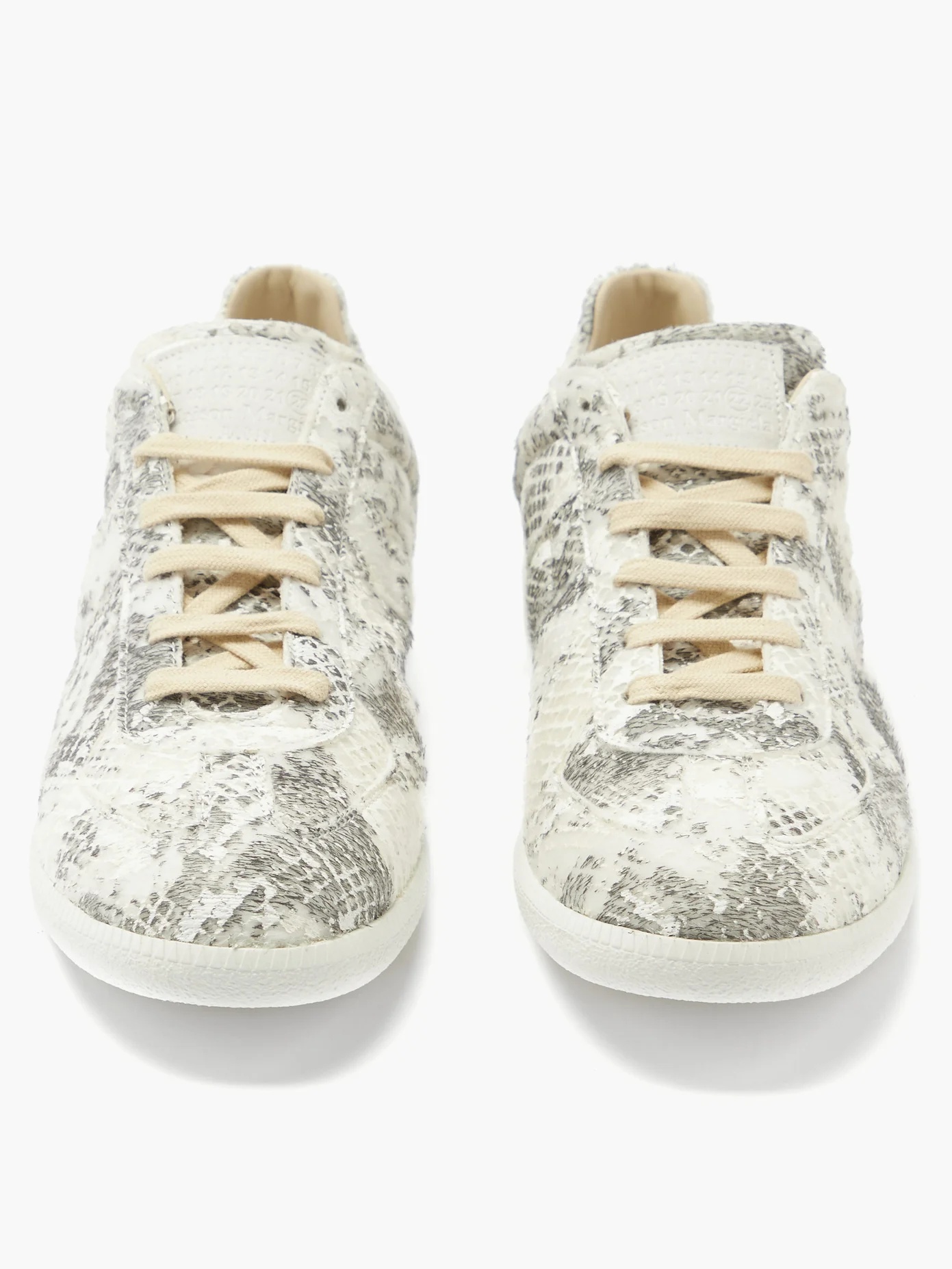 Replica snake-effect leather trainers - 5