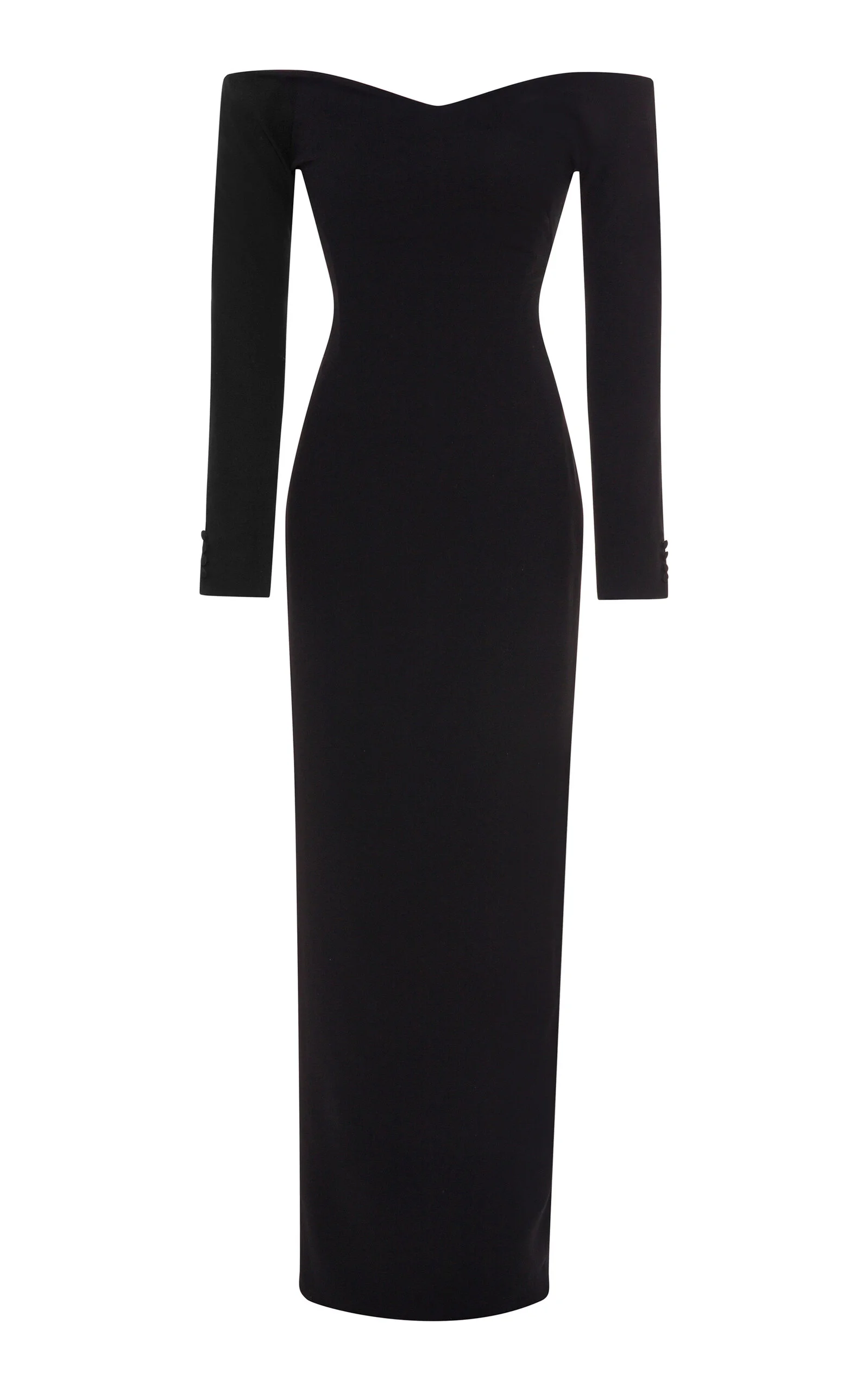 Off-The-Shoulder Crepe Gown black - 1