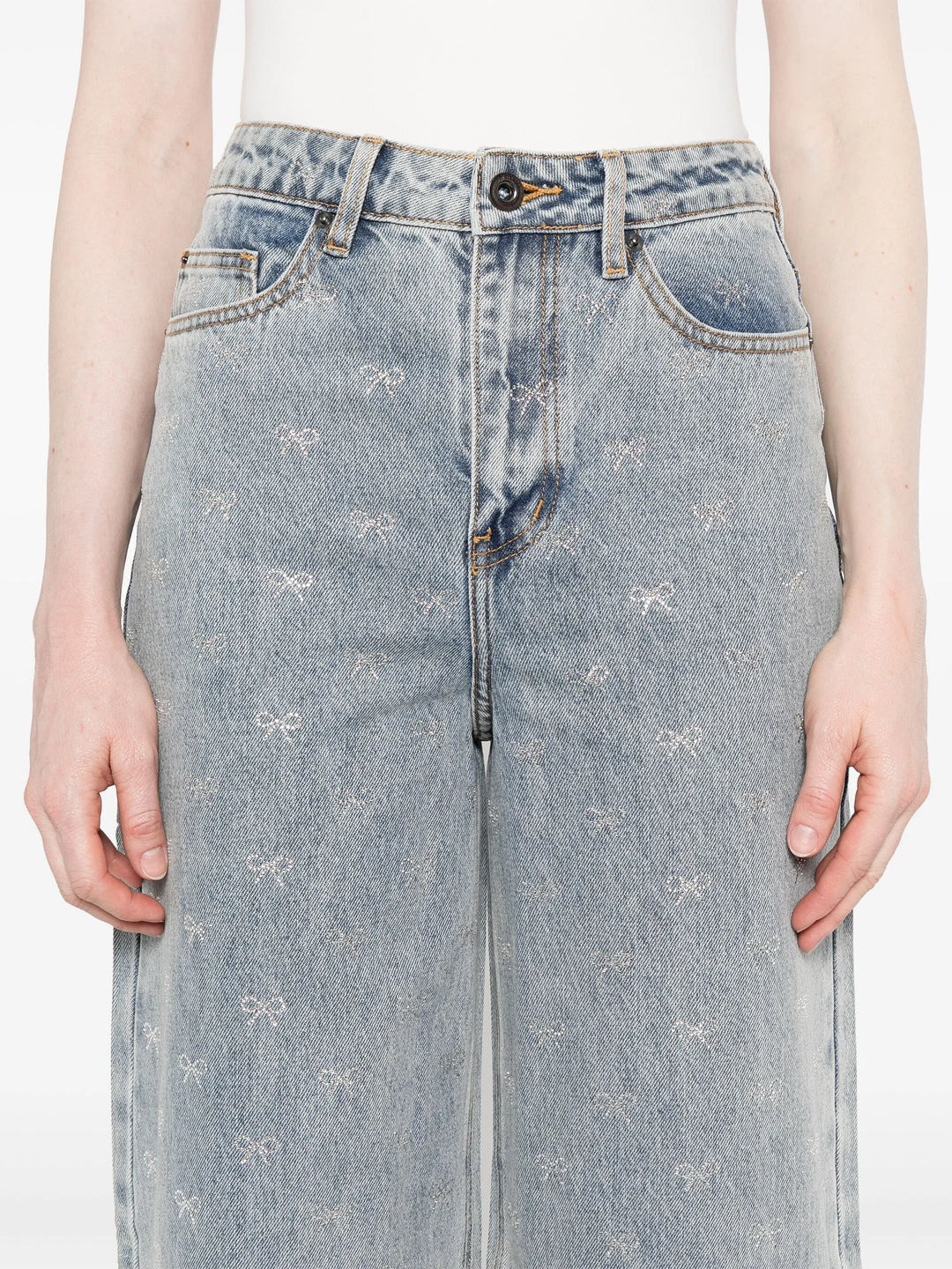 Light Blue Diamante Bow Jeans - 5