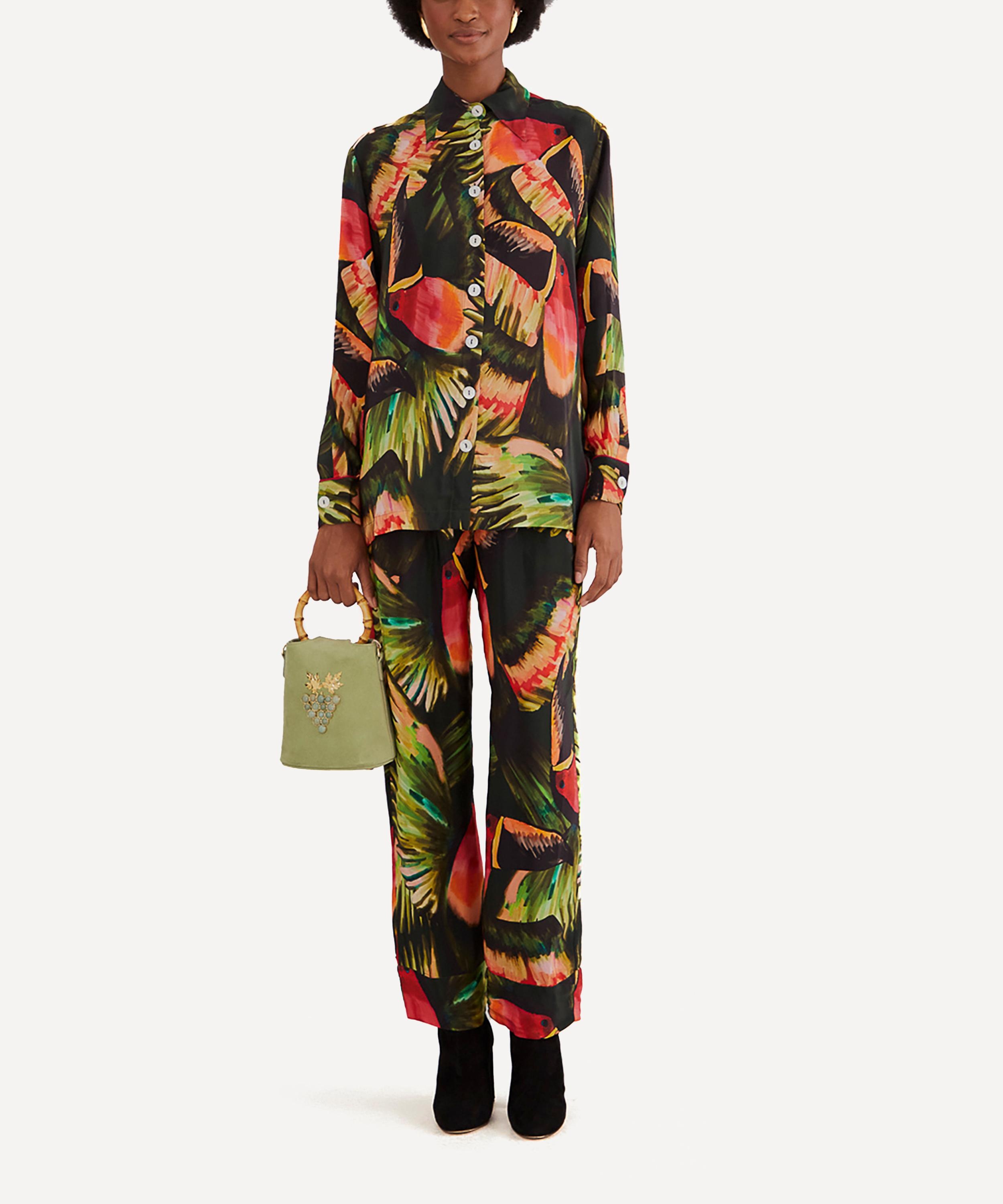 Green Painted Toucans Trousers - 2