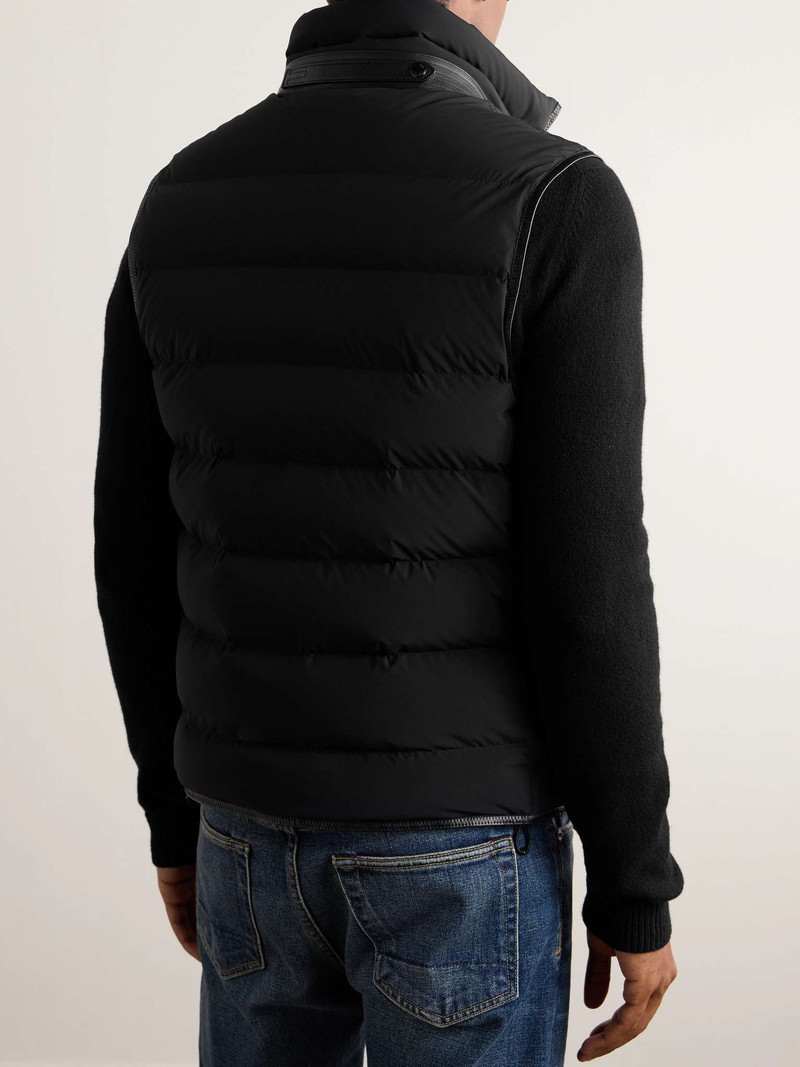 Slim-Fit Full-Grain Leather-Trimmed Quilted Stretch-Shell Down Gilet 4