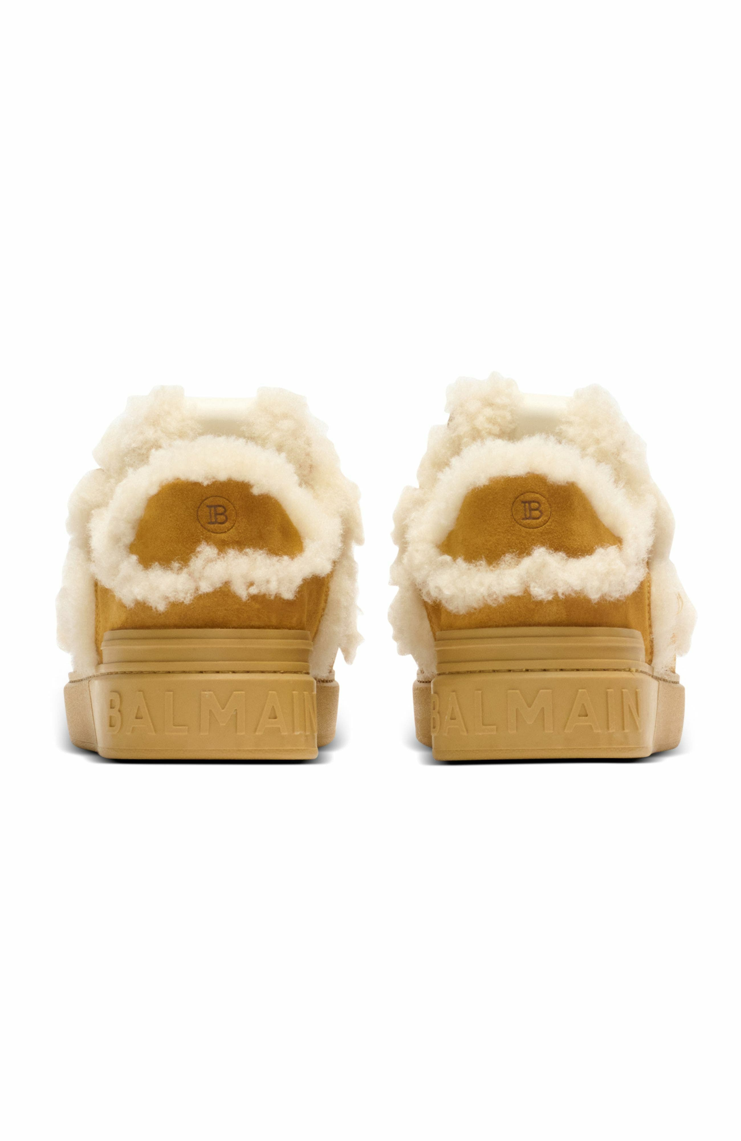 Balmain B-Court Flip Shearling Trainers in Brown at Nordstrom - 3