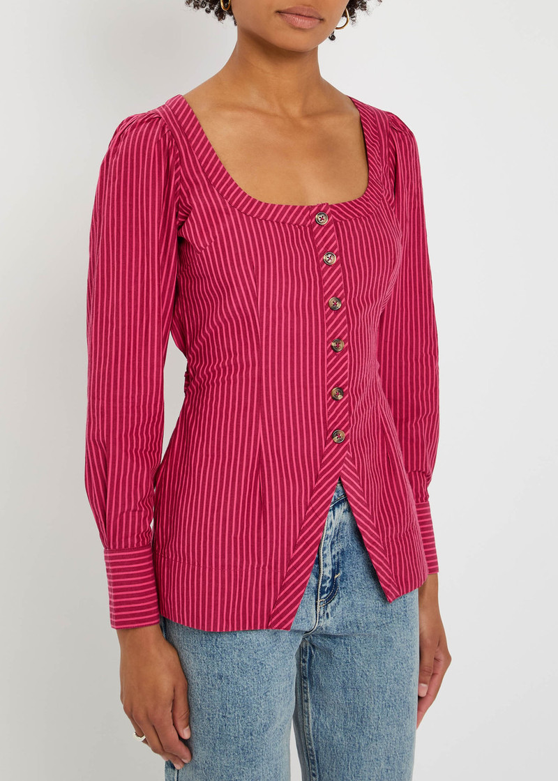 DAMSON MADDER. Damson Madder Clare Striped Cotton Blouse outlook