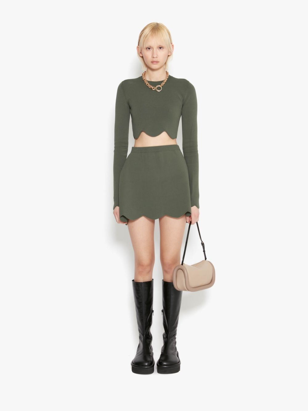 SCALLOPED HEM MINI SKIRT - 2