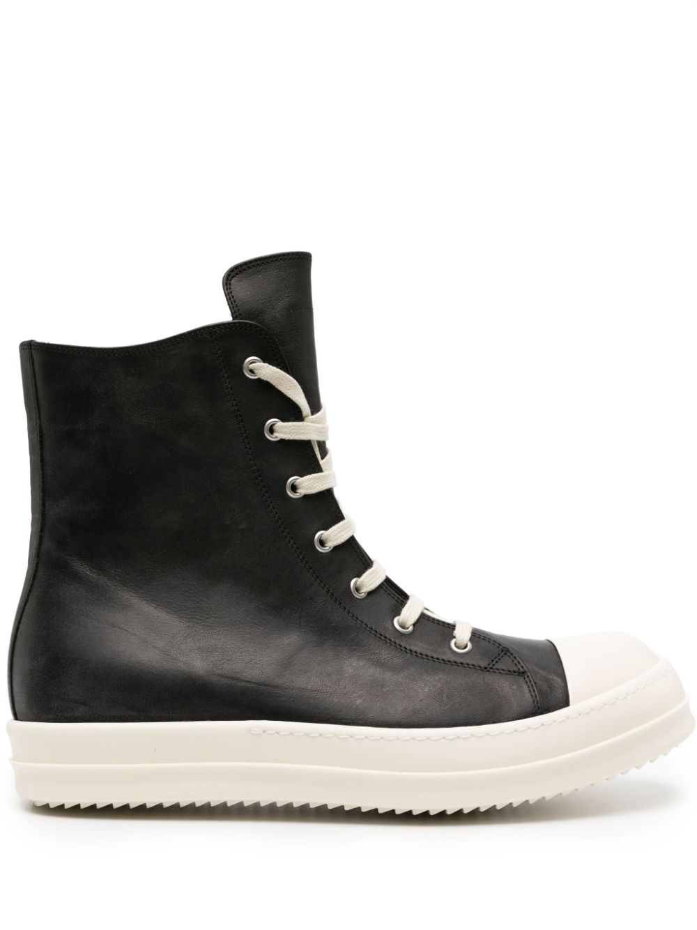 high-top leather sneakers - 1