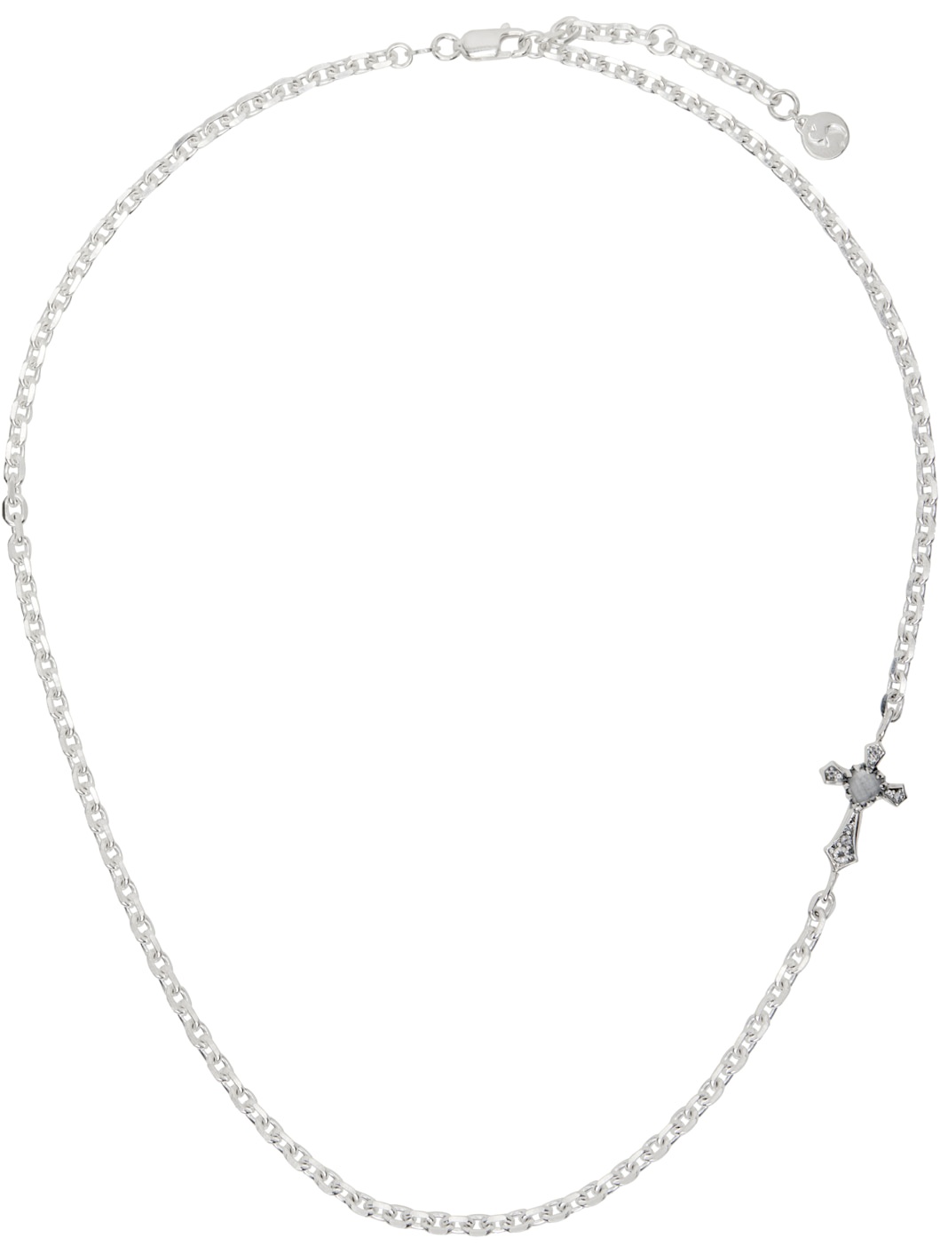 SSENSE Exclusive Silver Gothic Side Cross Necklace - 1